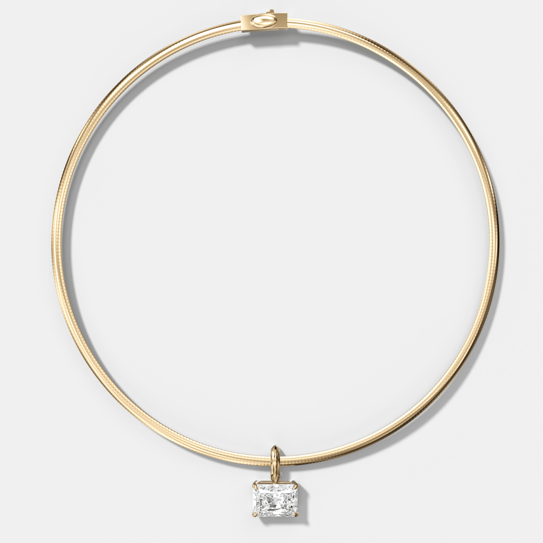 Classic East West Elongated Radiant Attachable Diamond Pendant With Reversible Omega Chain (3mm) - GOODSTONE