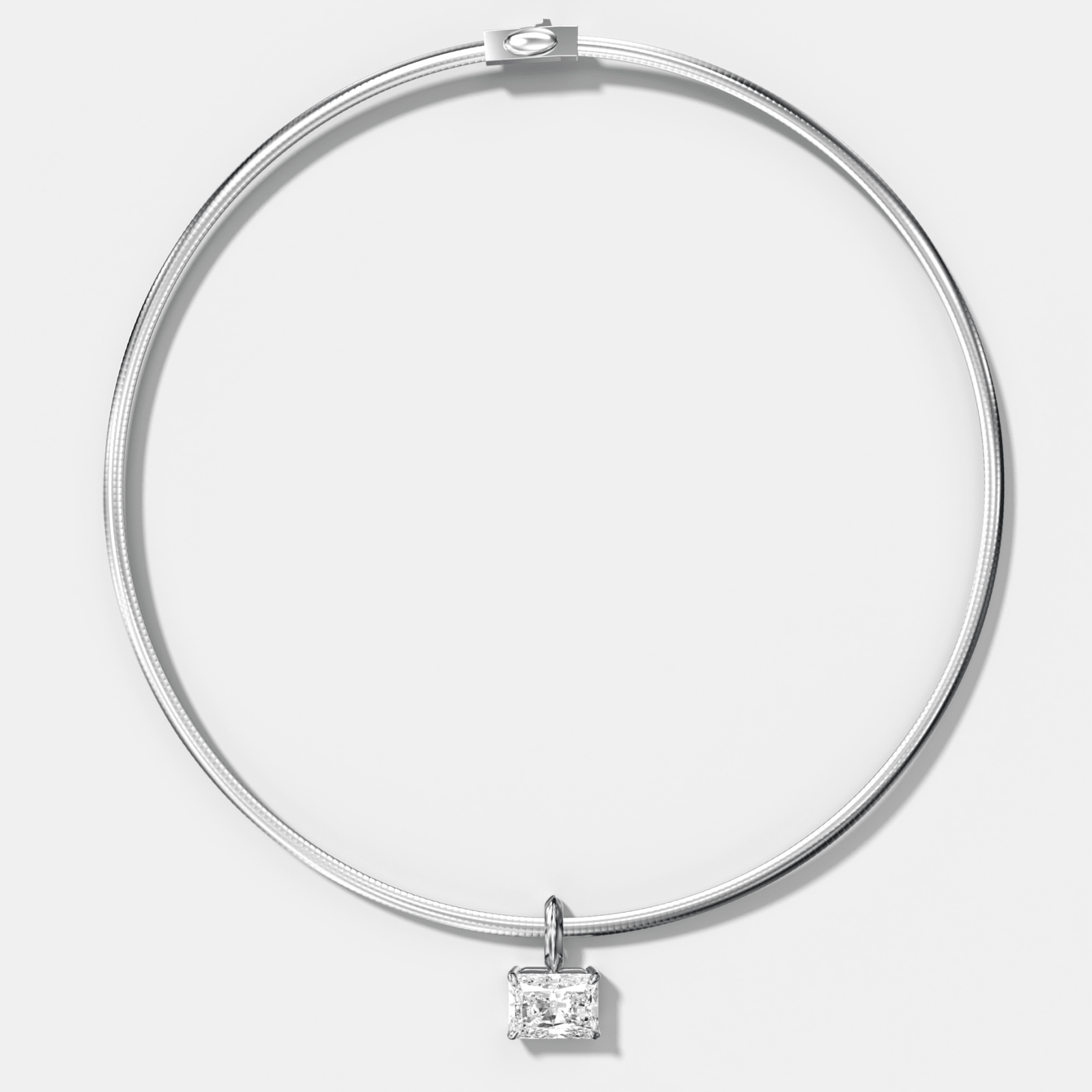 Classic East West Elongated Radiant Attachable Diamond Pendant With Reversible Omega Chain (3mm) - GOODSTONE