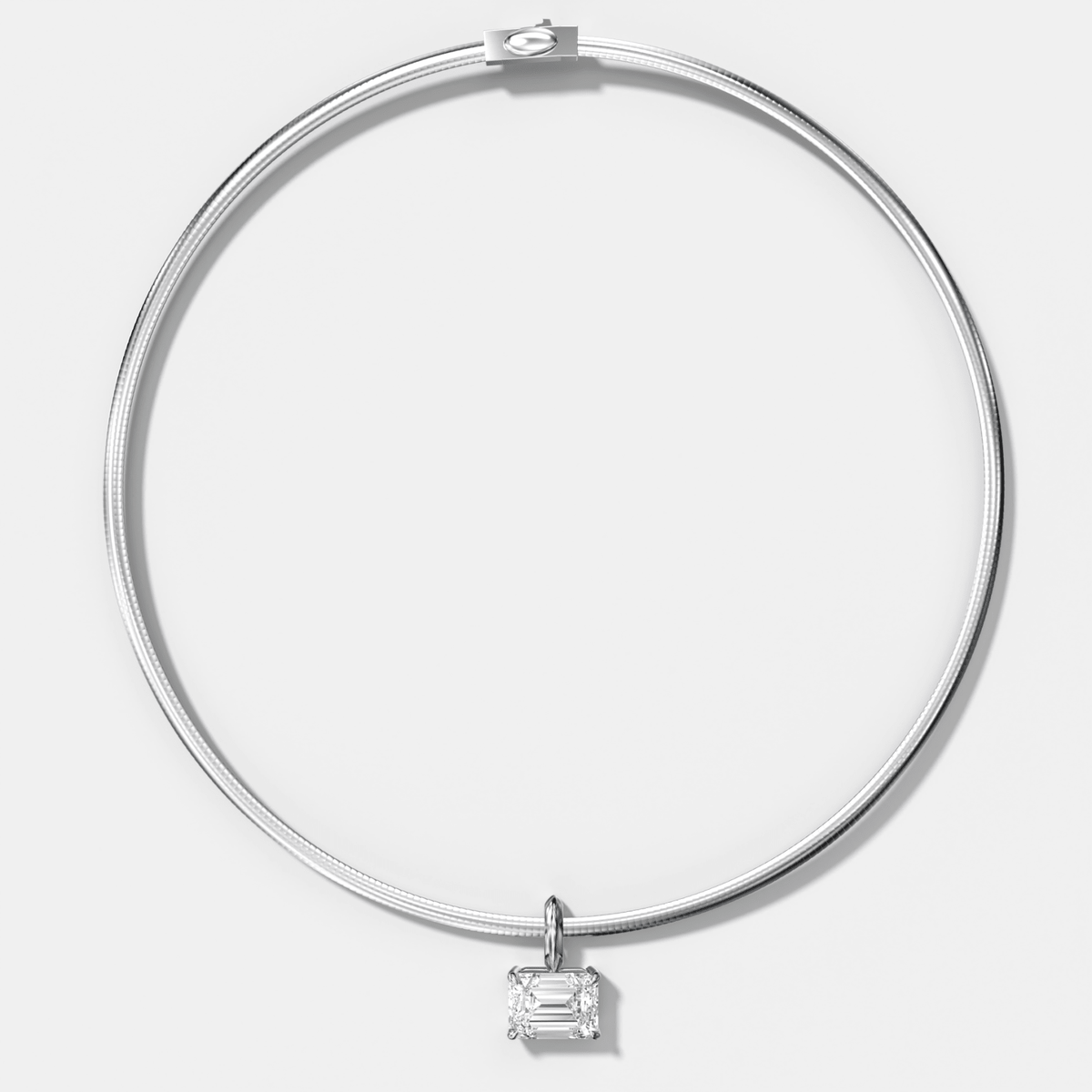 Classic East West Emerald Attachable Diamond Pendant With Reversible Omega Chain (3mm) - GOODSTONE