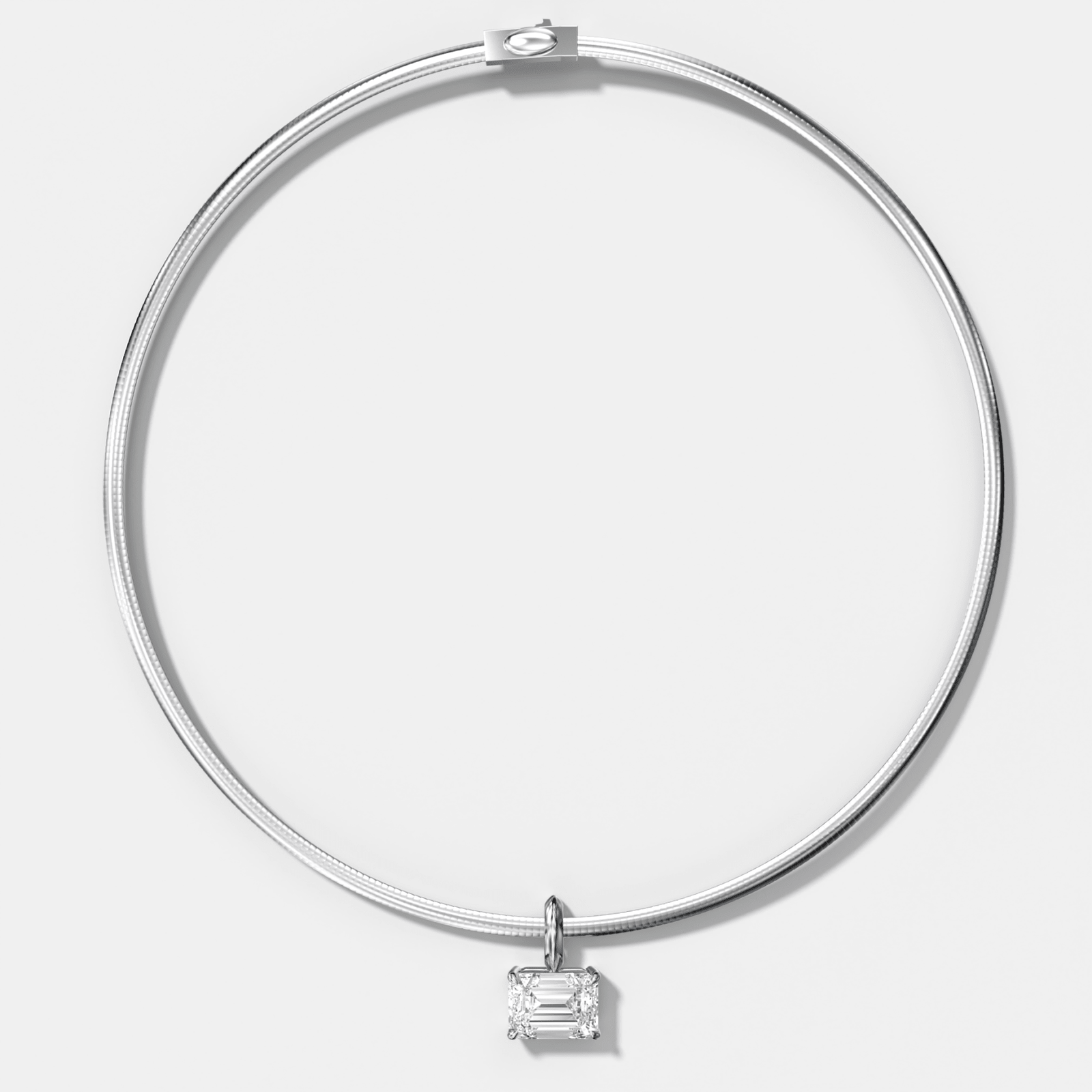 Classic East West Emerald Attachable Diamond Pendant With Reversible Omega Chain (3mm) - GOODSTONE