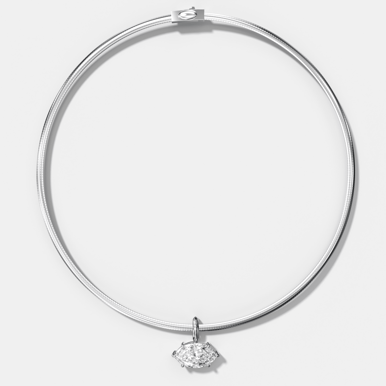 Classic East West Marquise Attachable Diamond Pendant With Reversible Omega Chain (3mm) - GOODSTONE
