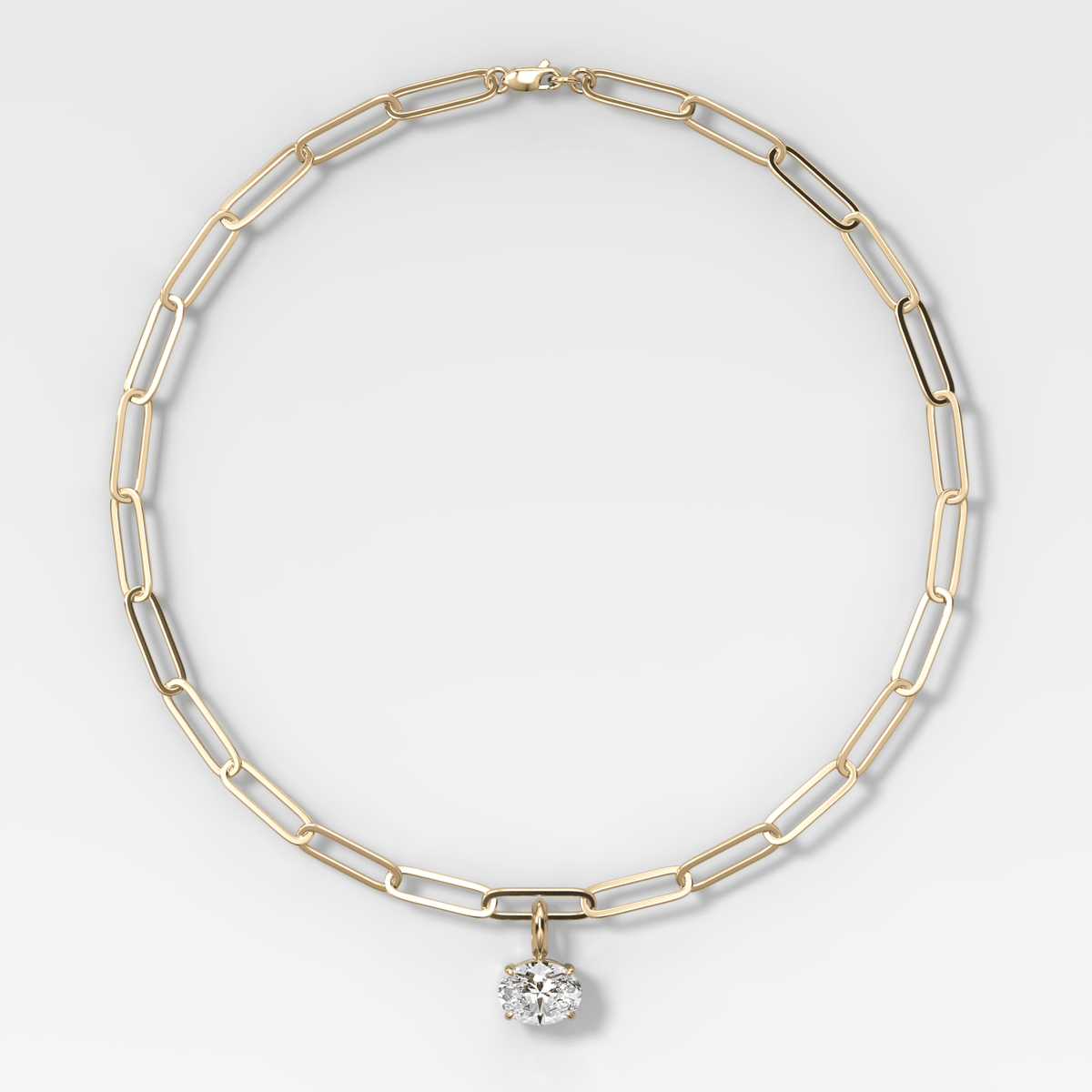 Classic East West Oval Attachable Diamond Pendant With Paperclip Chain (6.2mm) - GOODSTONE