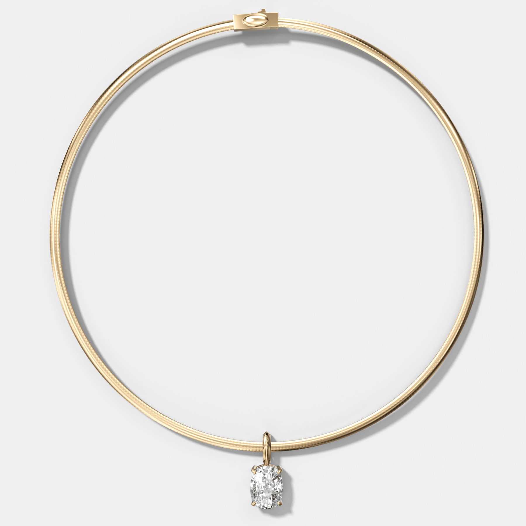 Classic Elongated Cushion Attachable Diamond Pendant With Reversible Omega Chain (3mm) - GOODSTONE