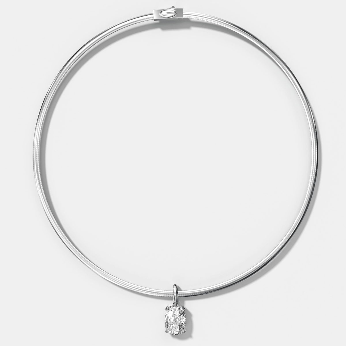 Classic Elongated Cushion Attachable Diamond Pendant With Reversible Omega Chain (3mm) - GOODSTONE