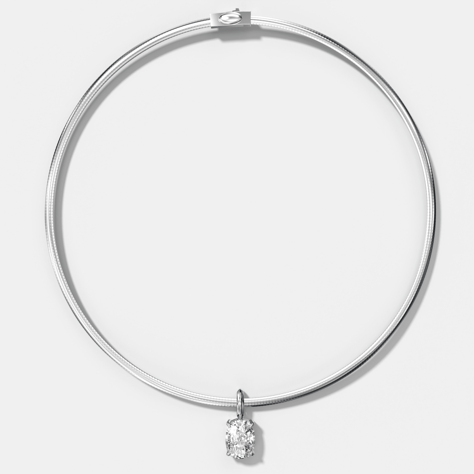 Classic Elongated Cushion Attachable Diamond Pendant With Reversible Omega Chain (3mm) - GOODSTONE
