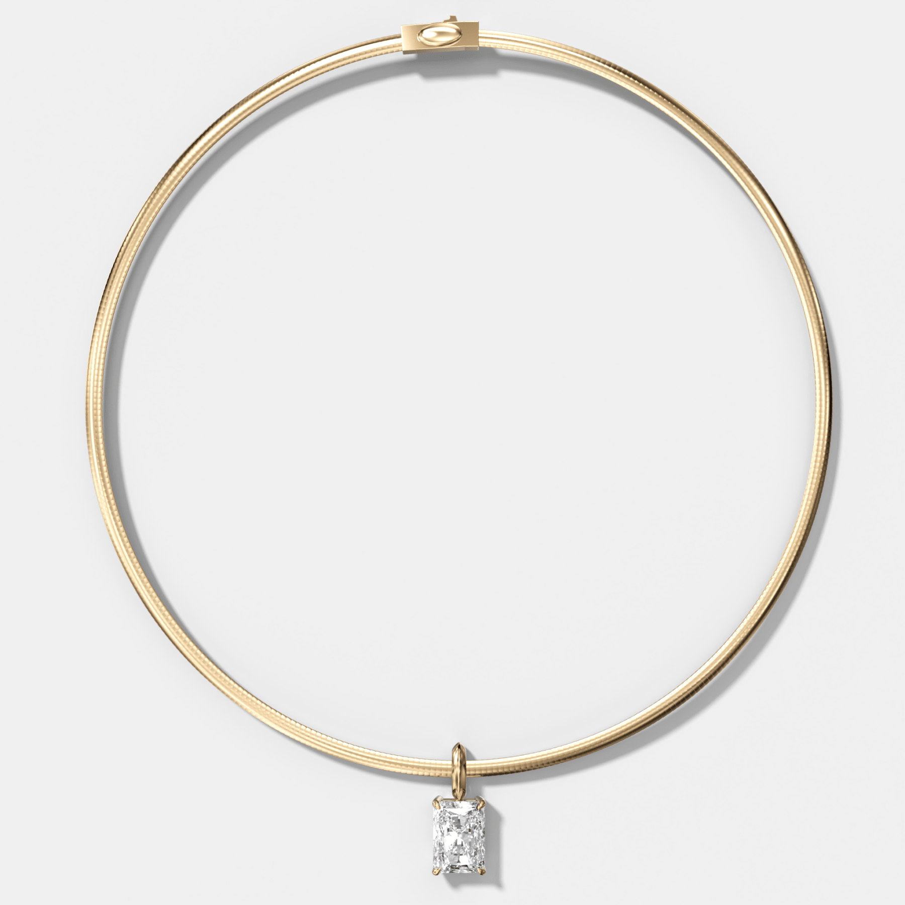 Classic Elongated Radiant Attachable Diamond Pendant With Reversible Omega Chain (3mm) - GOODSTONE