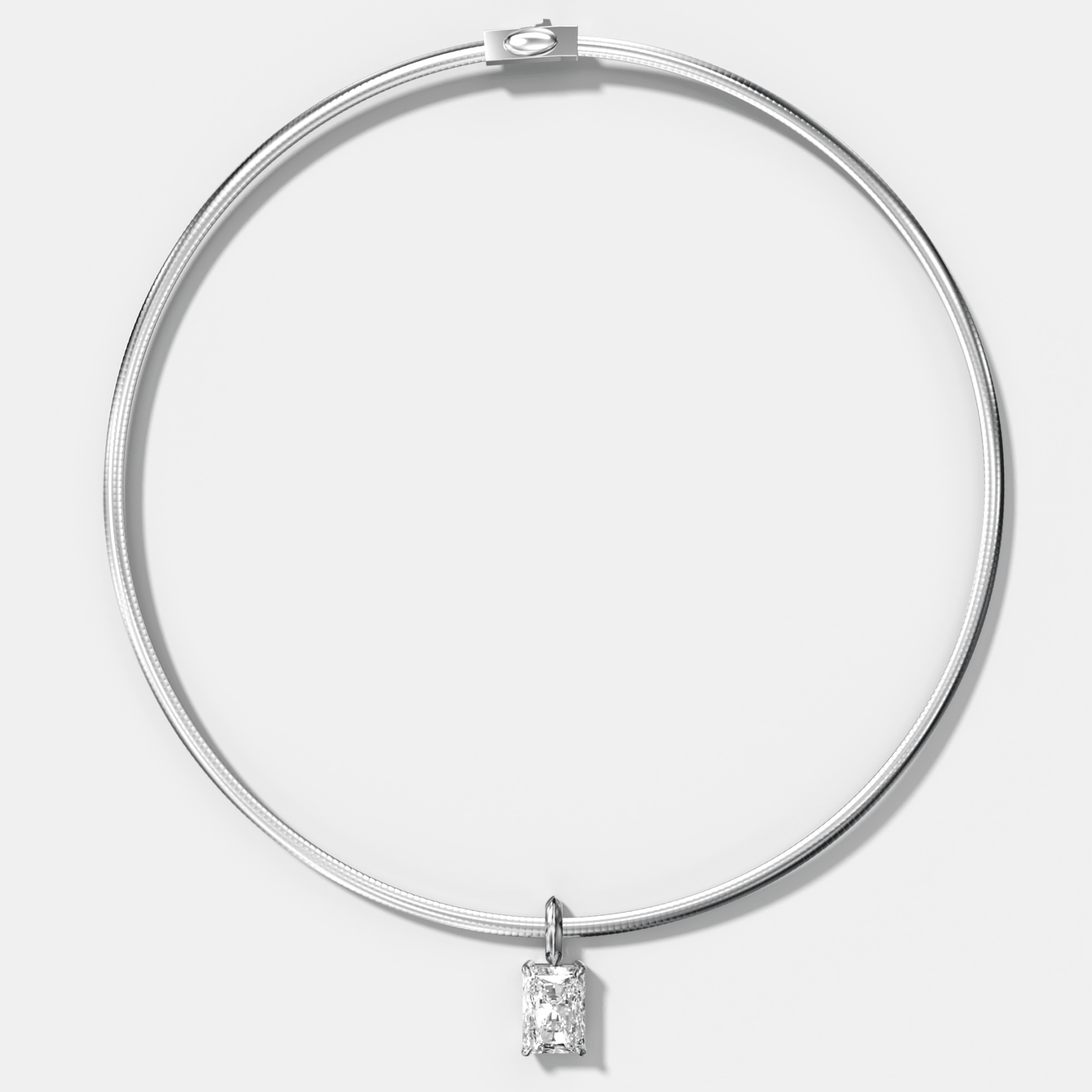 Classic Elongated Radiant Attachable Diamond Pendant With Reversible Omega Chain (3mm) - GOODSTONE