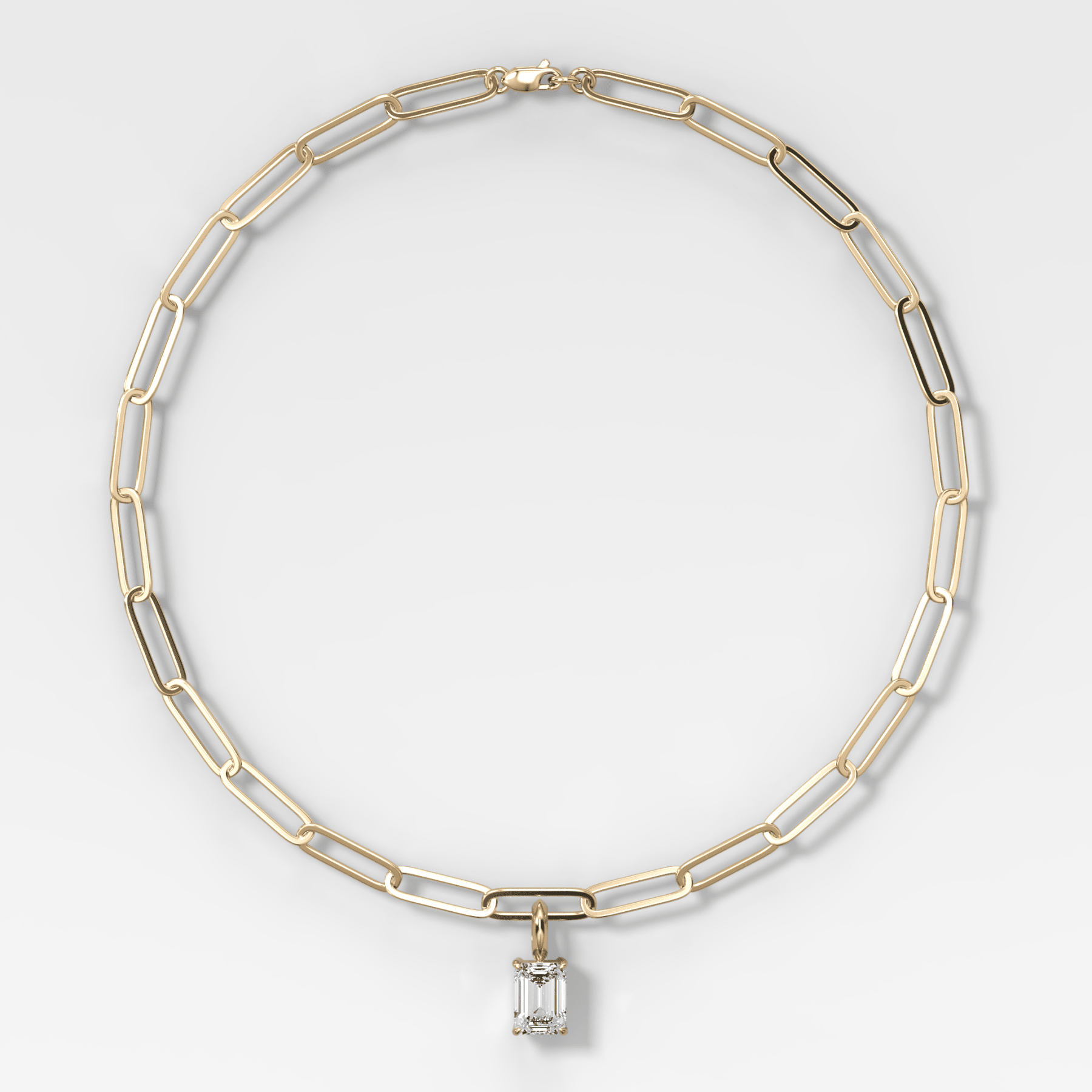 Classic Emerald Attachable Diamond Pendant With Paperclip Chain (6.2mm) - GOODSTONE