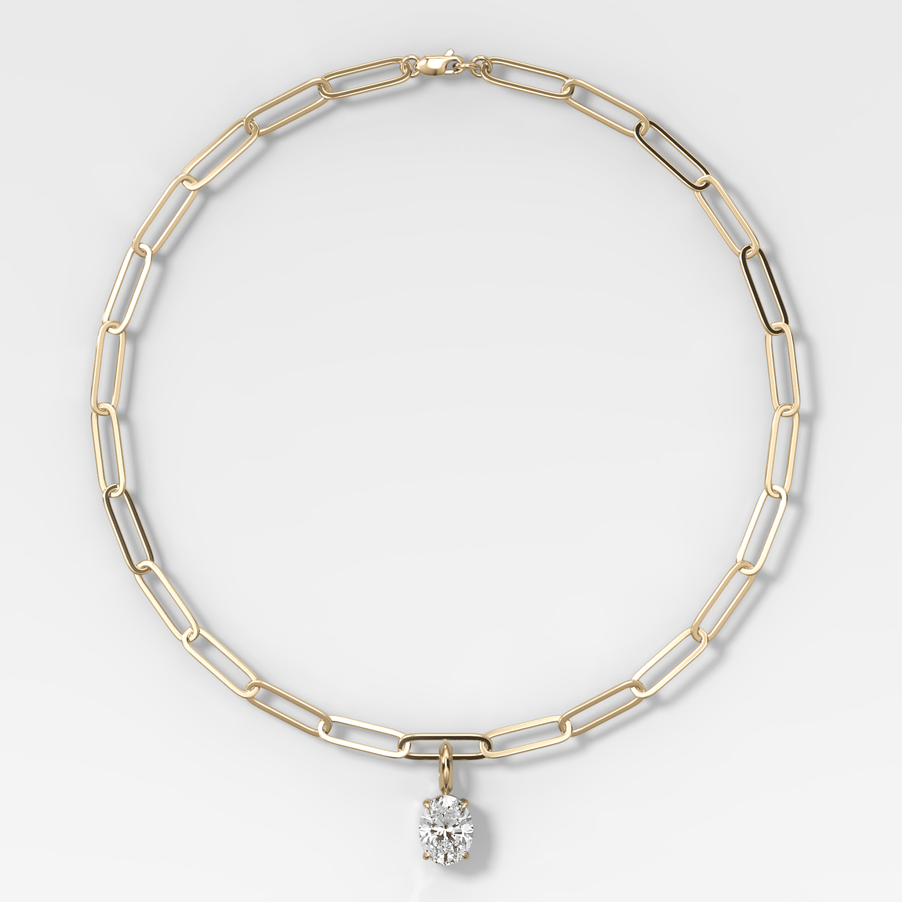 Classic Oval Attachable Diamond Pendant With Paperclip Chain (6.2mm) - GOODSTONE
