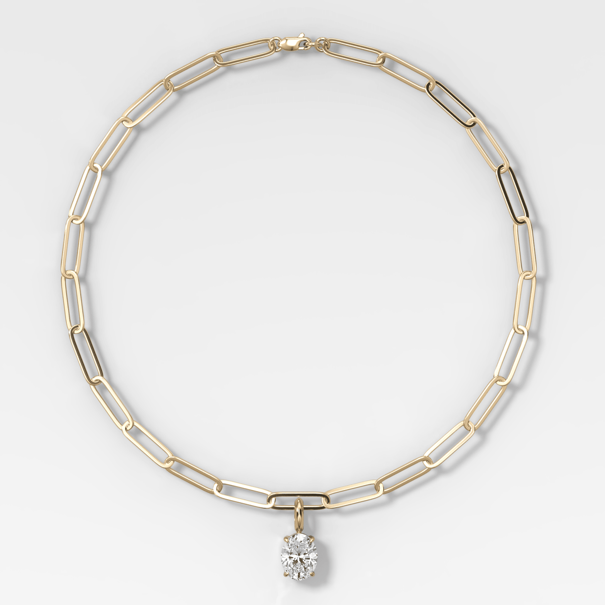 Classic Oval Attachable Diamond Pendant With Paperclip Chain (6.2mm) - GOODSTONE