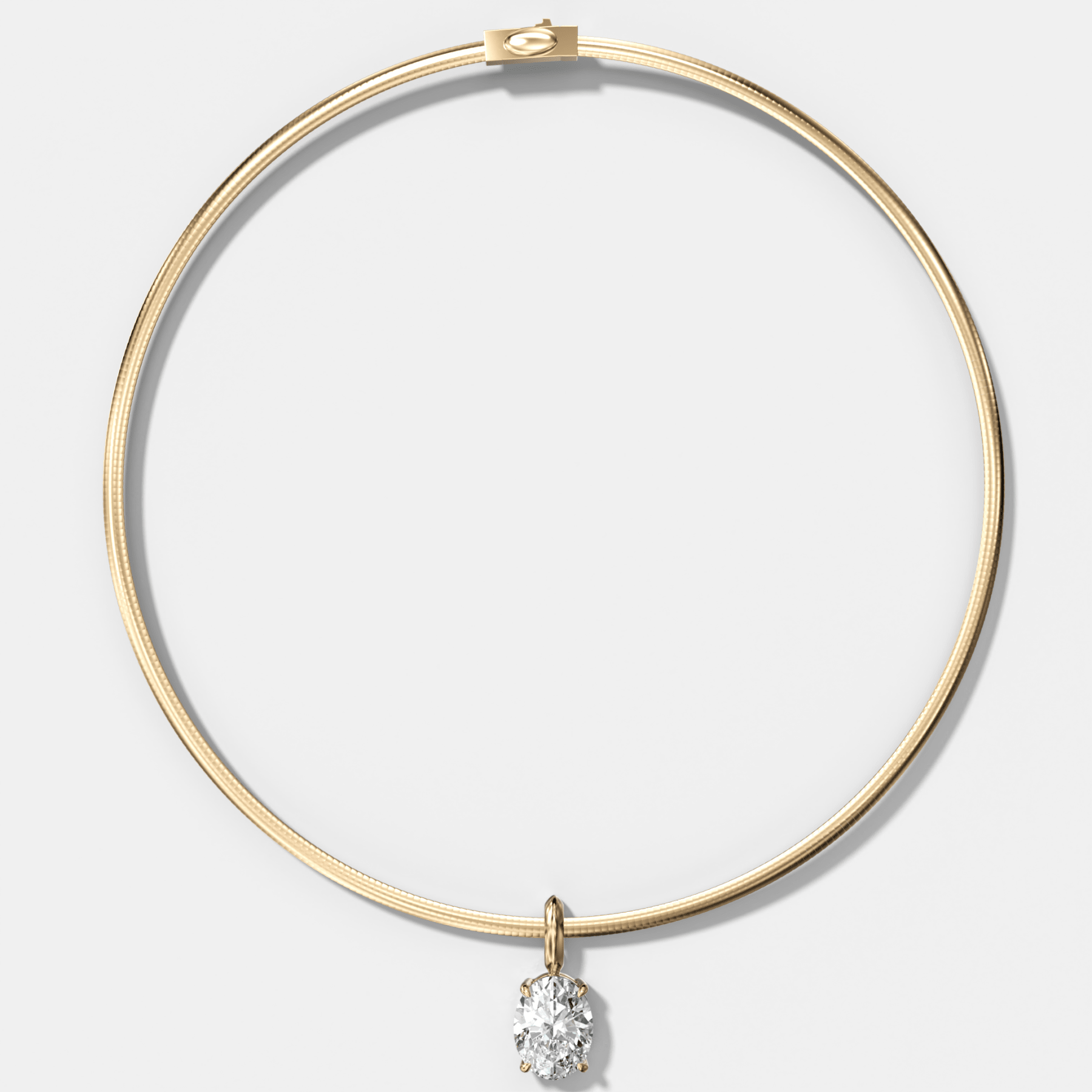 Classic Oval Attachable Diamond Pendant With Reversible Omega Chain (3mm) - GOODSTONE