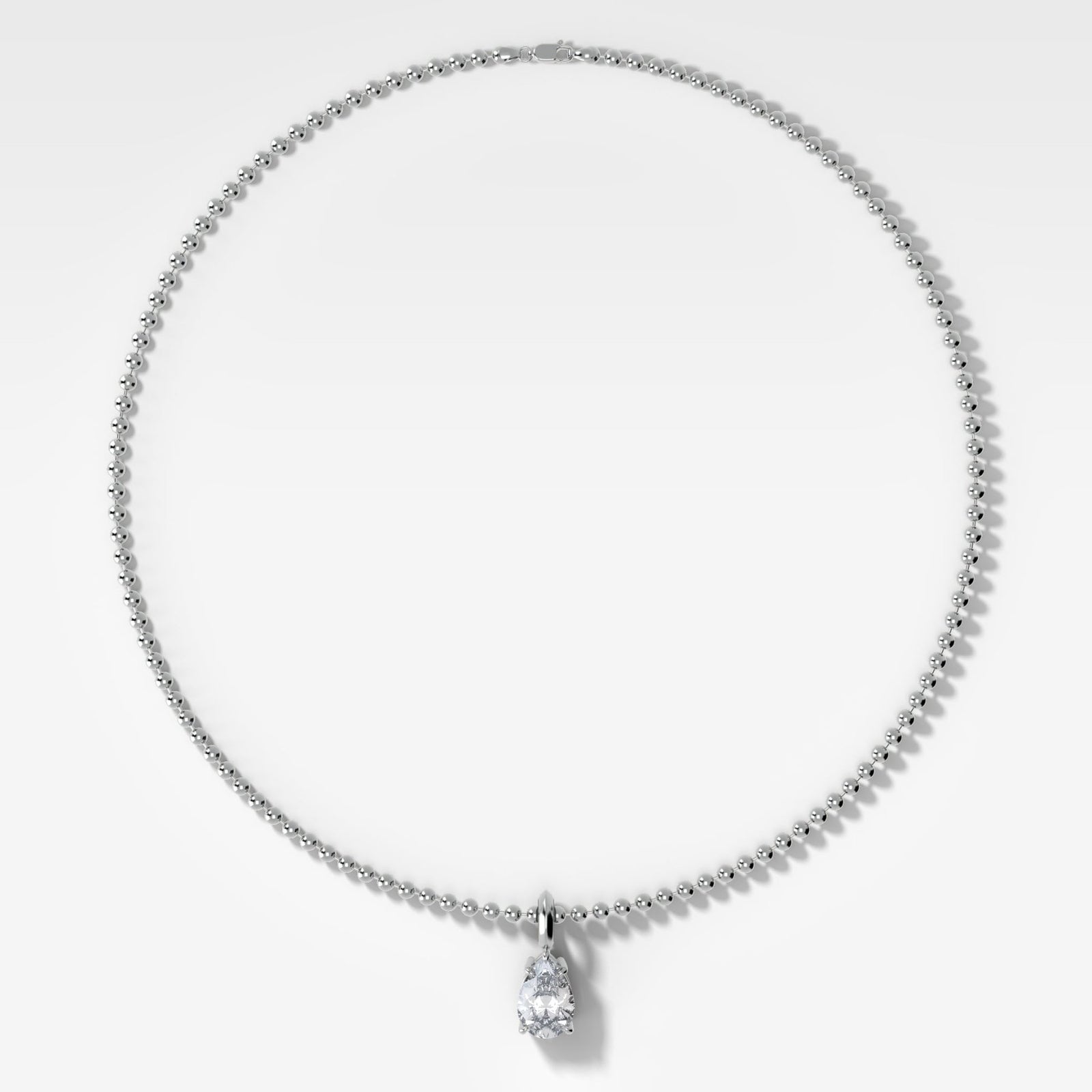 Classic Pear Attachable Diamond Pendant With Beaded Chain (3mm) - GOODSTONE
