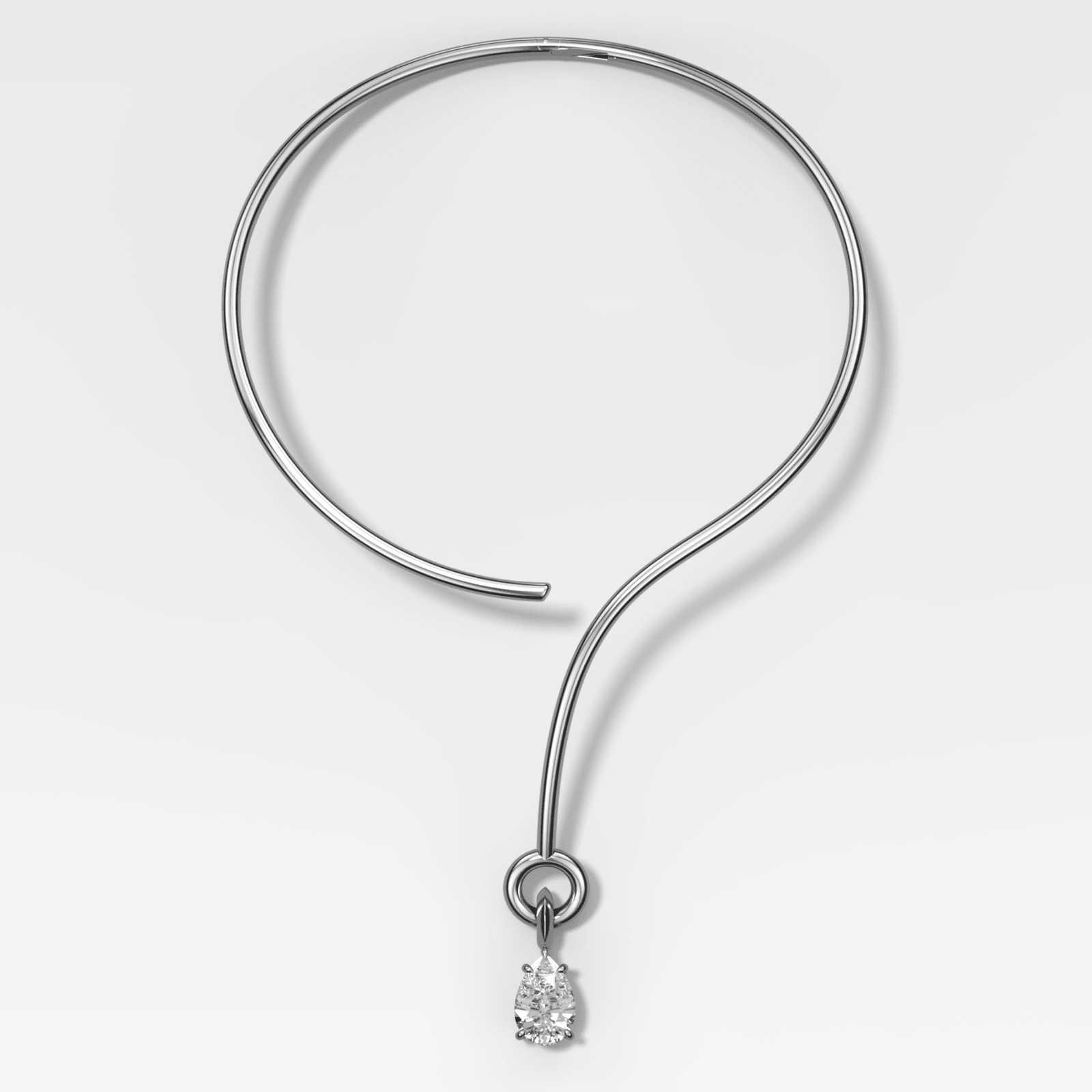 Classic Pear Attachable Diamond Pendant with Looped Collar Necklace - GOODSTONE