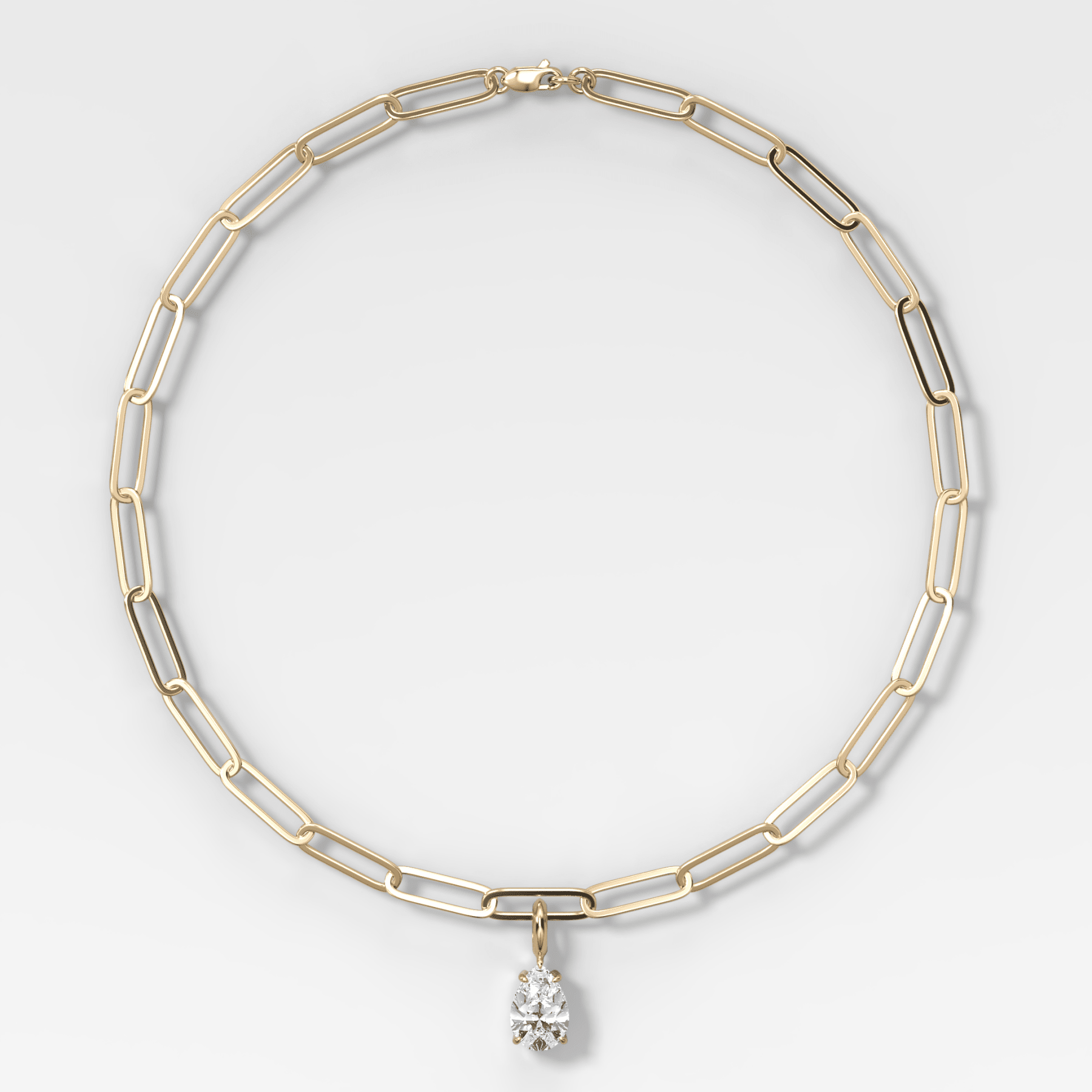Classic Pear Attachable Diamond Pendant With Paperclip Chain (6.2mm) - GOODSTONE