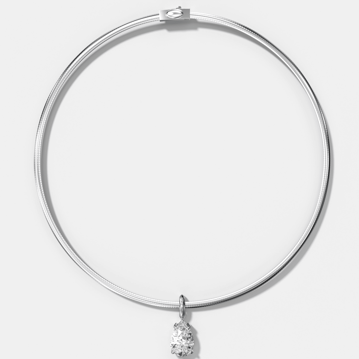 Classic Pear Attachable Diamond Pendant With Reversible Omega Chain (3mm) - GOODSTONE