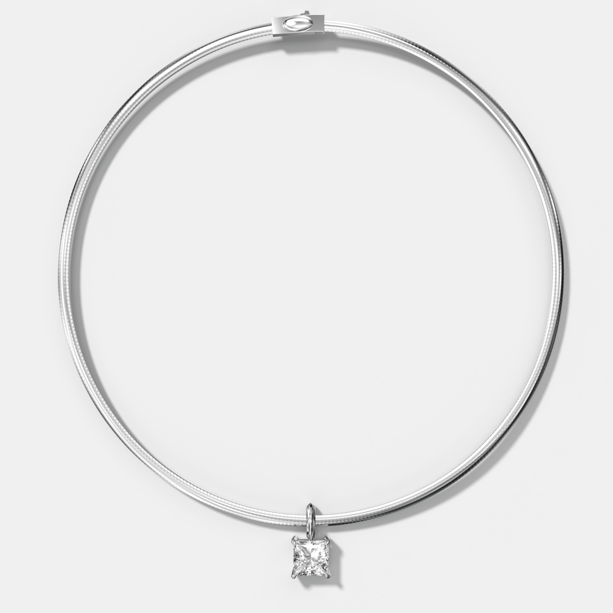 Classic Princess Attachable Diamond Pendant With Reversible Omega Chain (3mm) - GOODSTONE