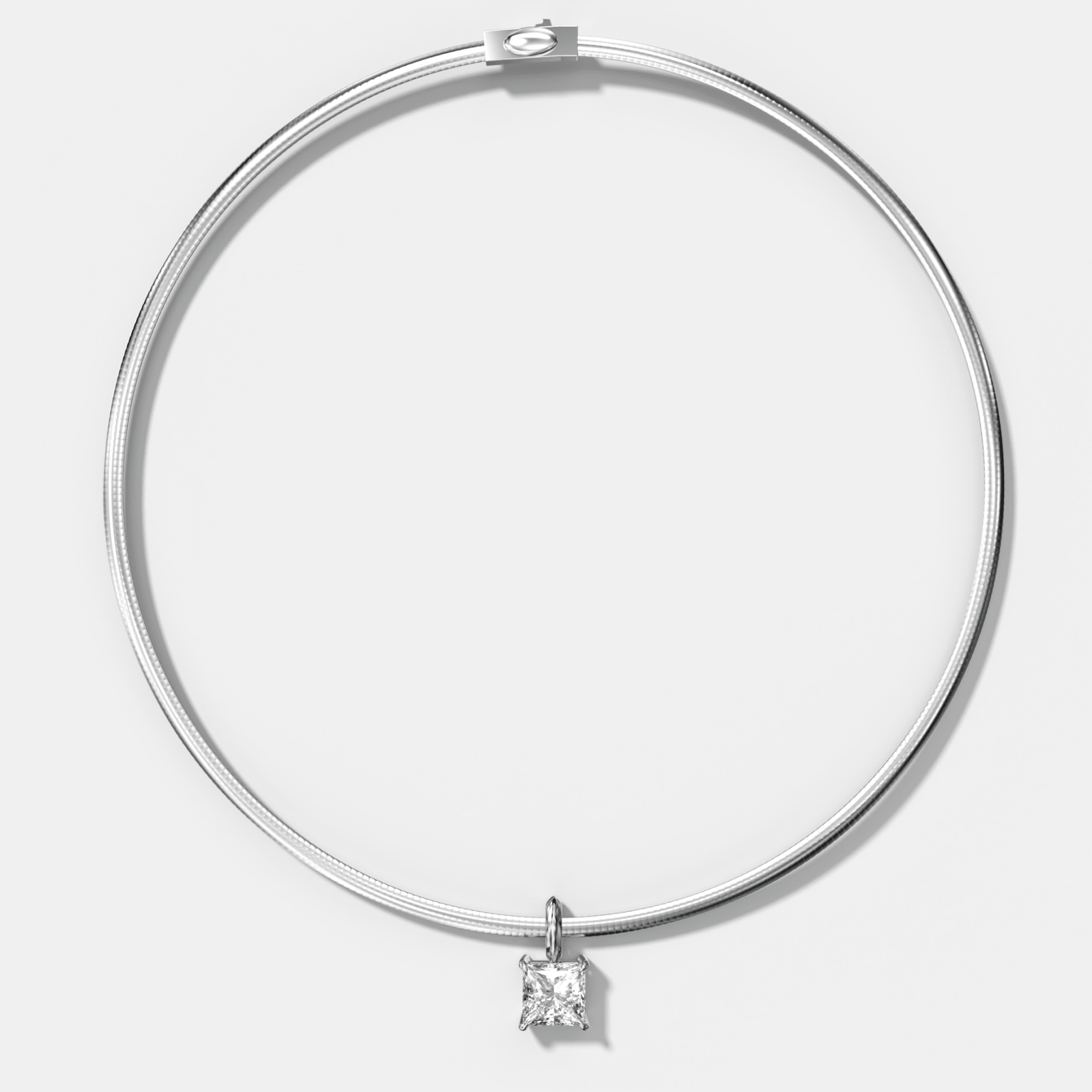 Classic Princess Attachable Diamond Pendant With Reversible Omega Chain (3mm) - GOODSTONE