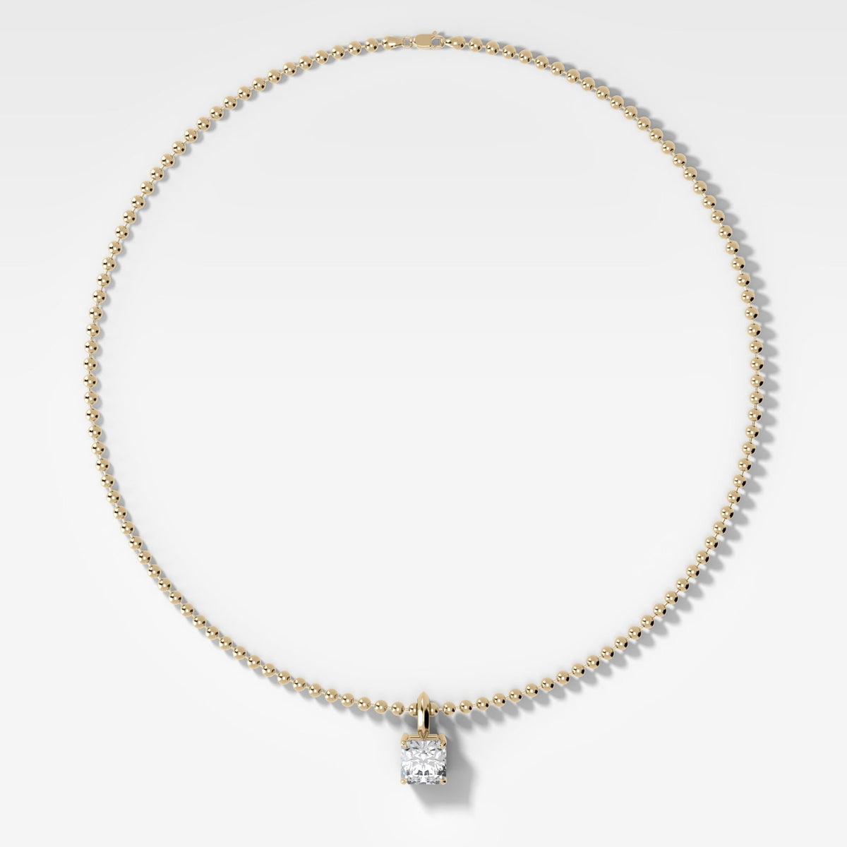 Classic Radiant Attachable Diamond Pendant With Beaded Chain (3mm) - GOODSTONE