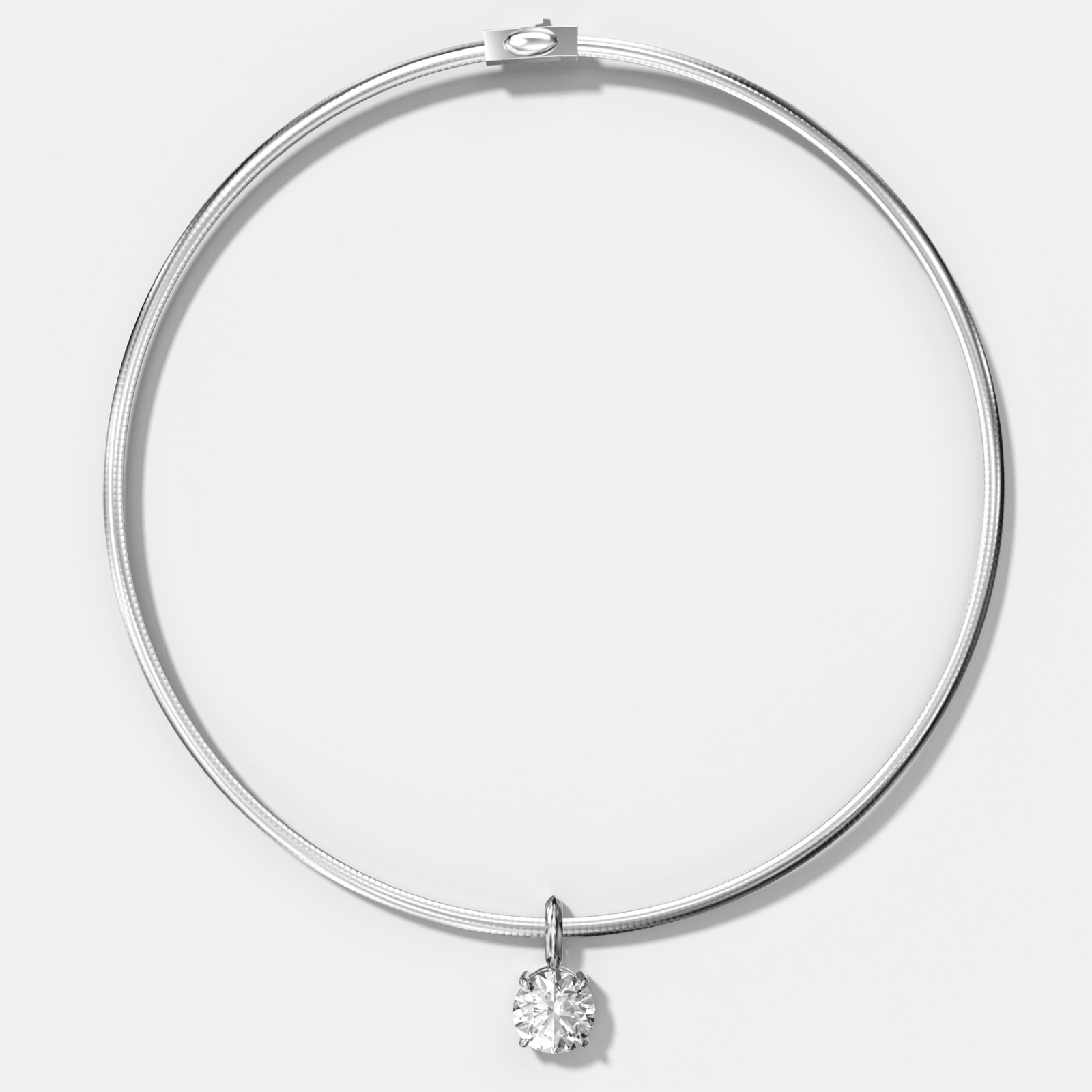 Classic Round Attachable Diamond Pendant With Reversible Omega Chain (3mm) - GOODSTONE
