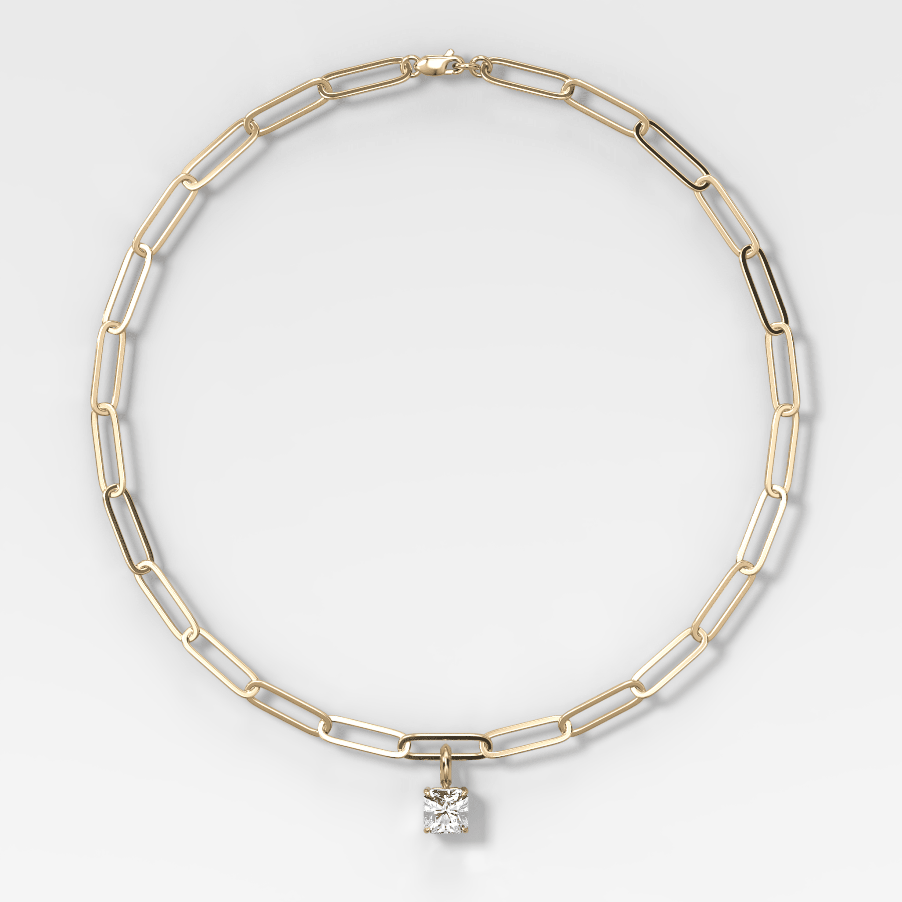 Classic Square Radiant Attachable Diamond Pendant With Paperclip Chain (6.2mm) - GOODSTONE