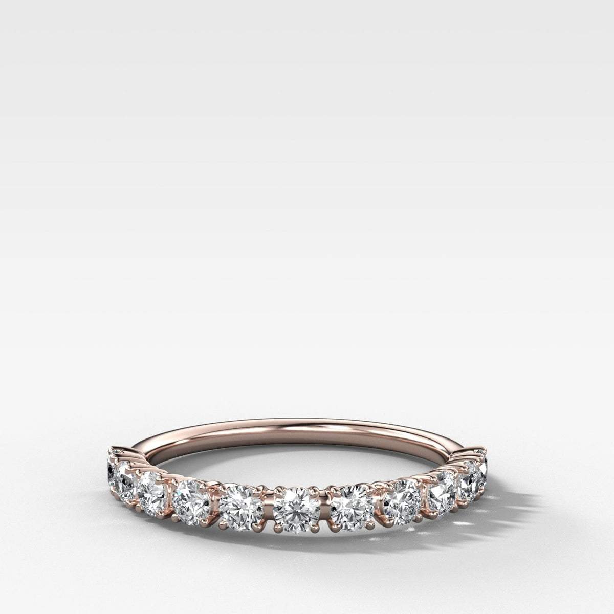 Banda de diamantes con garra: Anillo apilable Odyssey Good Stone Inc Oro rosado natural de 14 k