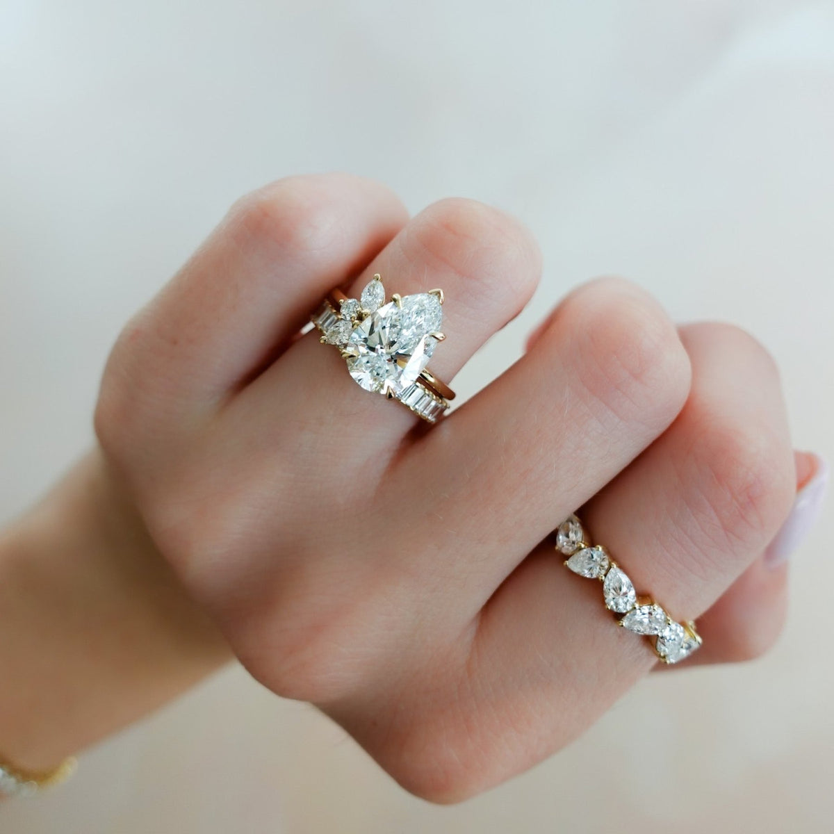 Claw Set Eternity Band With Pear Diamonds - GOODSTONE