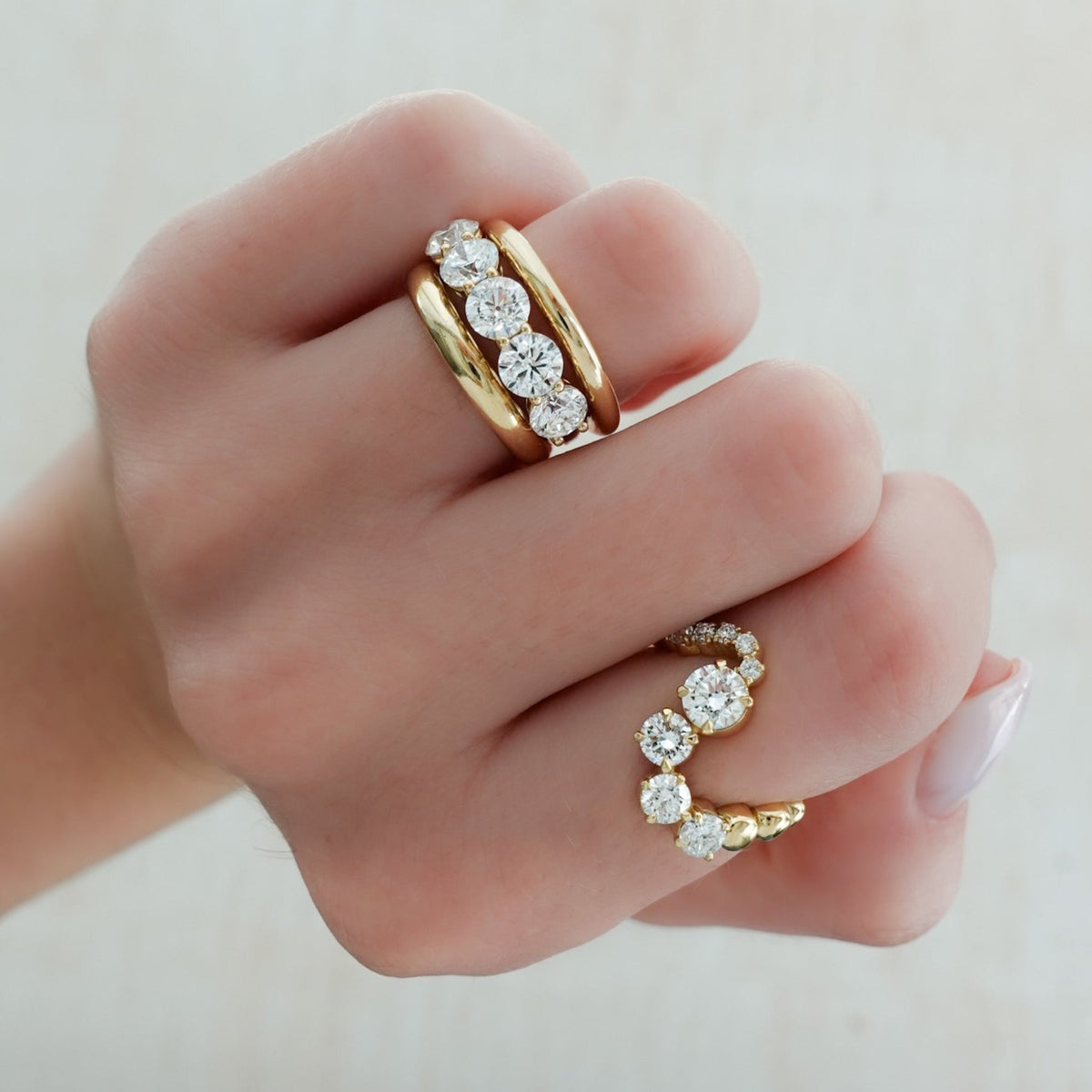 Claw Set Wave Diamond Ring No. 1 - GOODSTONE