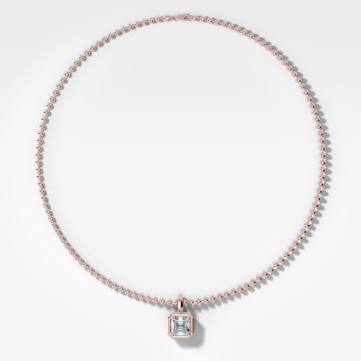 Club Asscher Attachable Diamond Pendant With Beaded Chain (3mm) - GOODSTONE