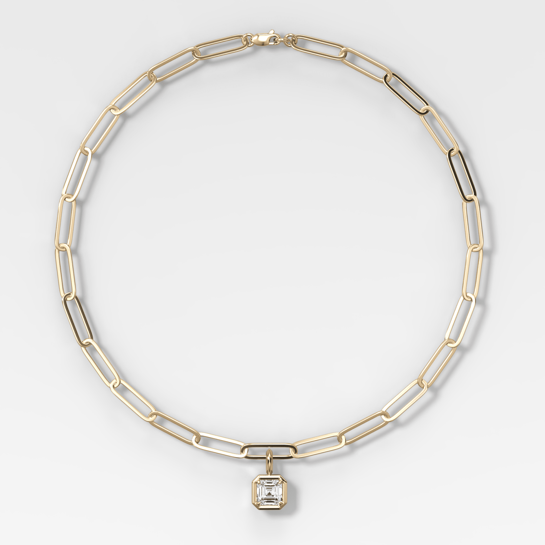Club Asscher Attachable Diamond Pendant With Paperclip Chain (6.2mm) - GOODSTONE