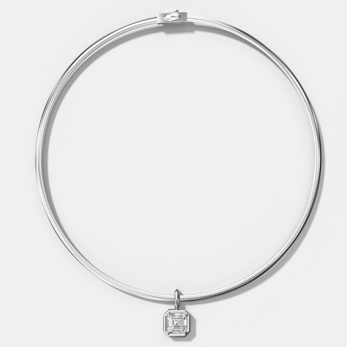 Club Asscher Attachable Diamond Pendant With Reversible Omega Chain (3mm) - GOODSTONE