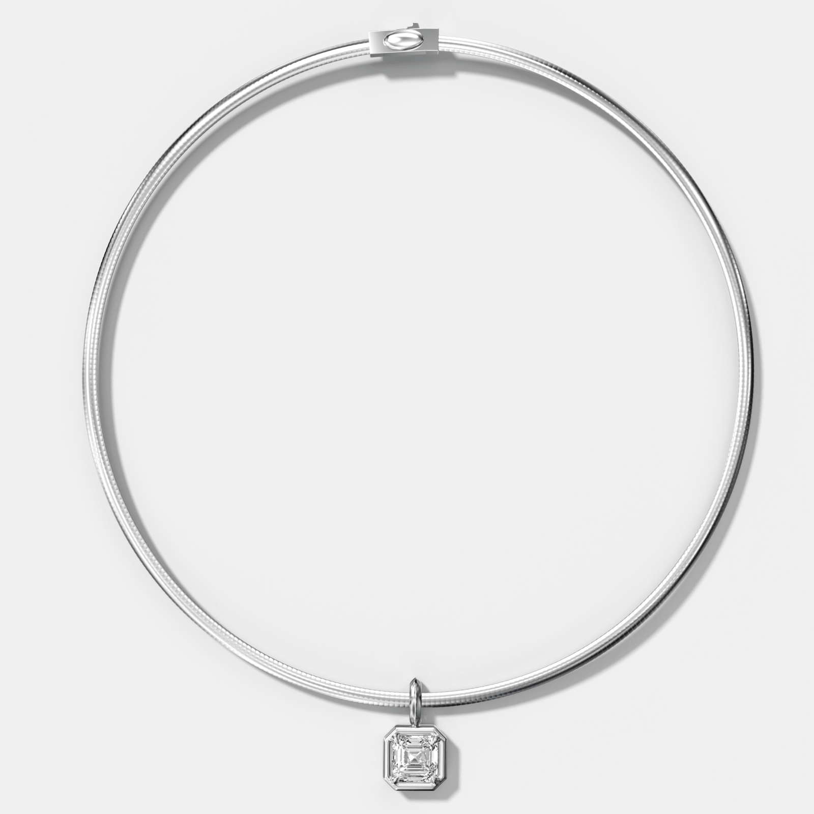 Club Asscher Attachable Diamond Pendant With Reversible Omega Chain (3mm) - GOODSTONE