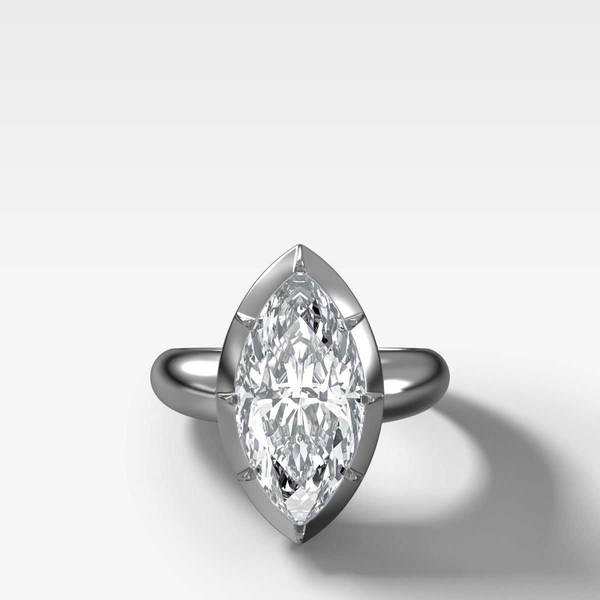 Club Button Back Engagement Ring with a Marquise Cut Diamond - GOODSTONE