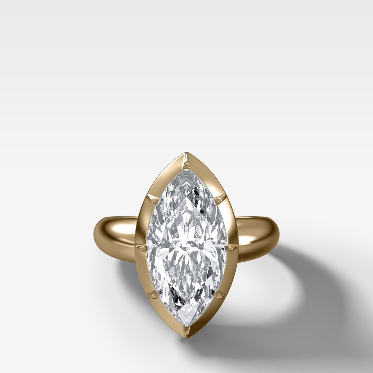 Club Button Back Engagement Ring with a Marquise Cut Diamond - GOODSTONE