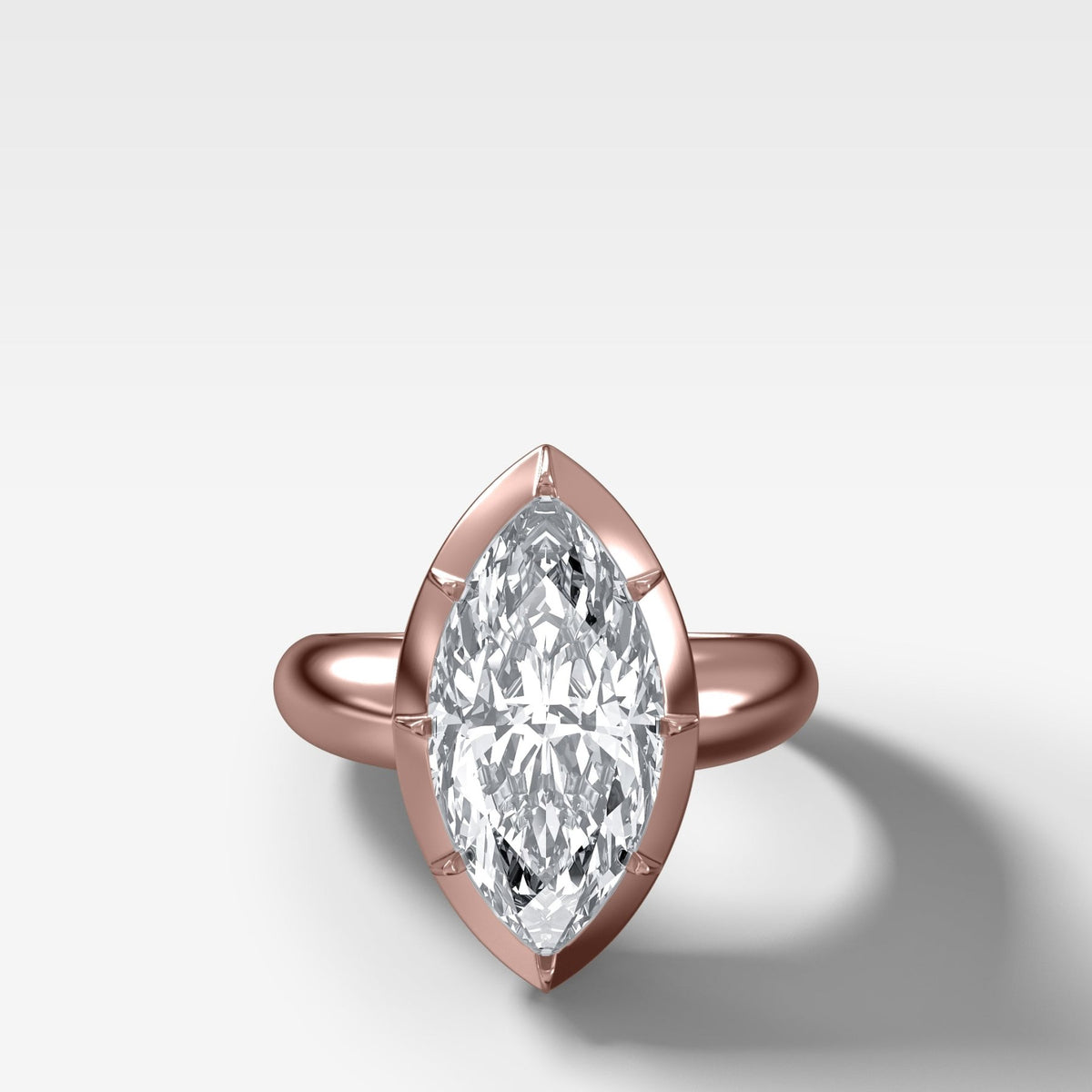 Club Button Back Engagement Ring with a Marquise Cut Diamond - GOODSTONE