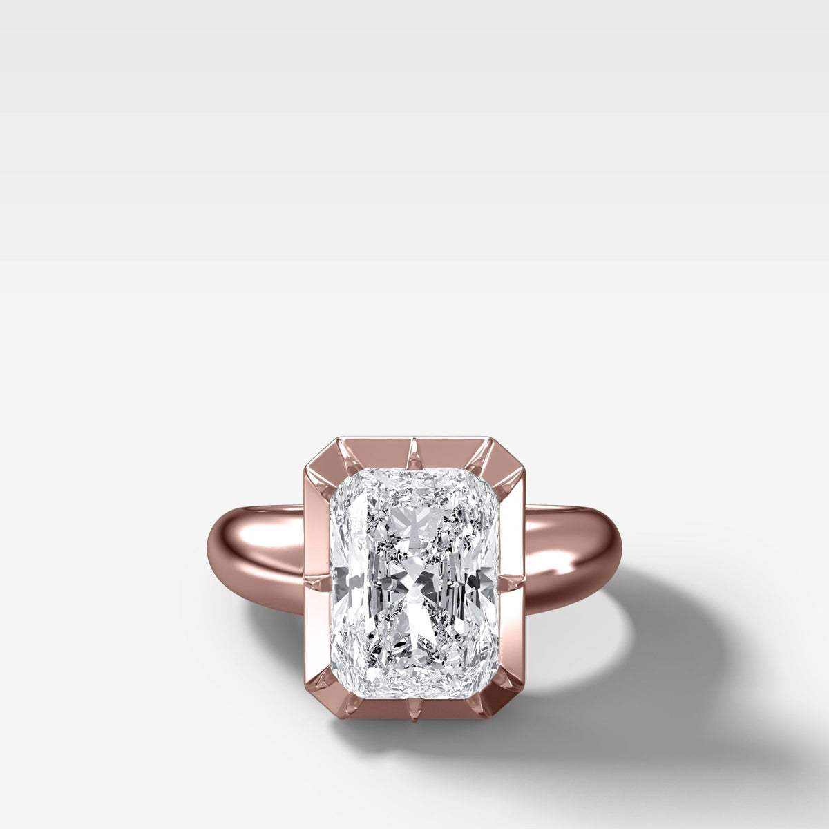 Club Button Back Engagement Ring with an Elongated Radiant Cut Diamond - GOODSTONE