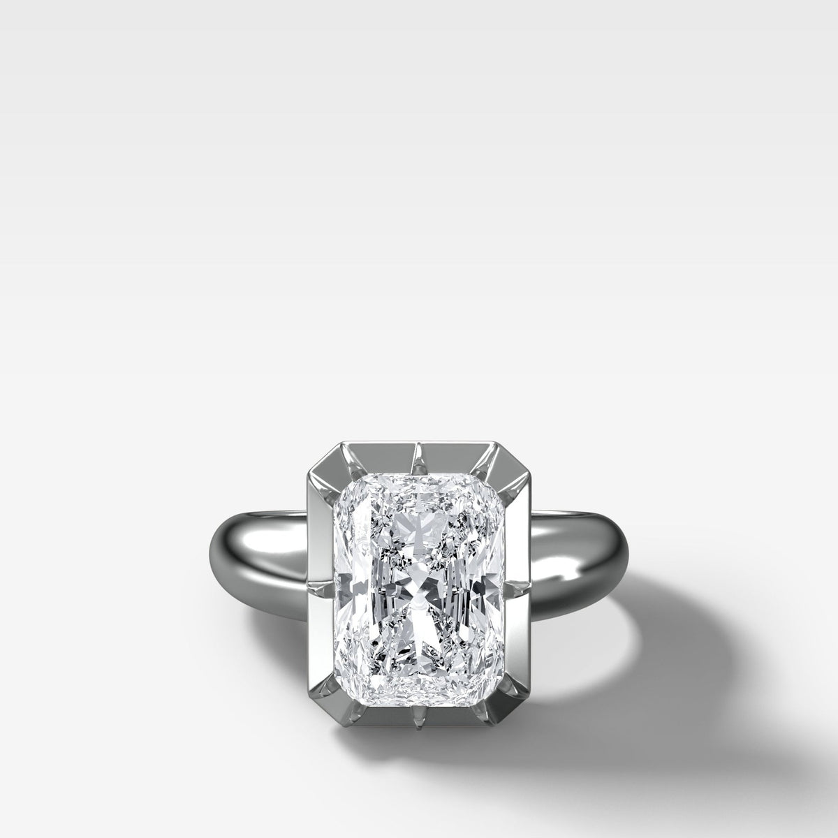 Club Button Back Engagement Ring with an Elongated Radiant Cut Diamond - GOODSTONE