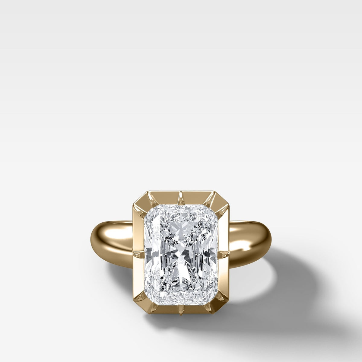 Club Button Back Engagement Ring with an Elongated Radiant Cut Diamond - GOODSTONE