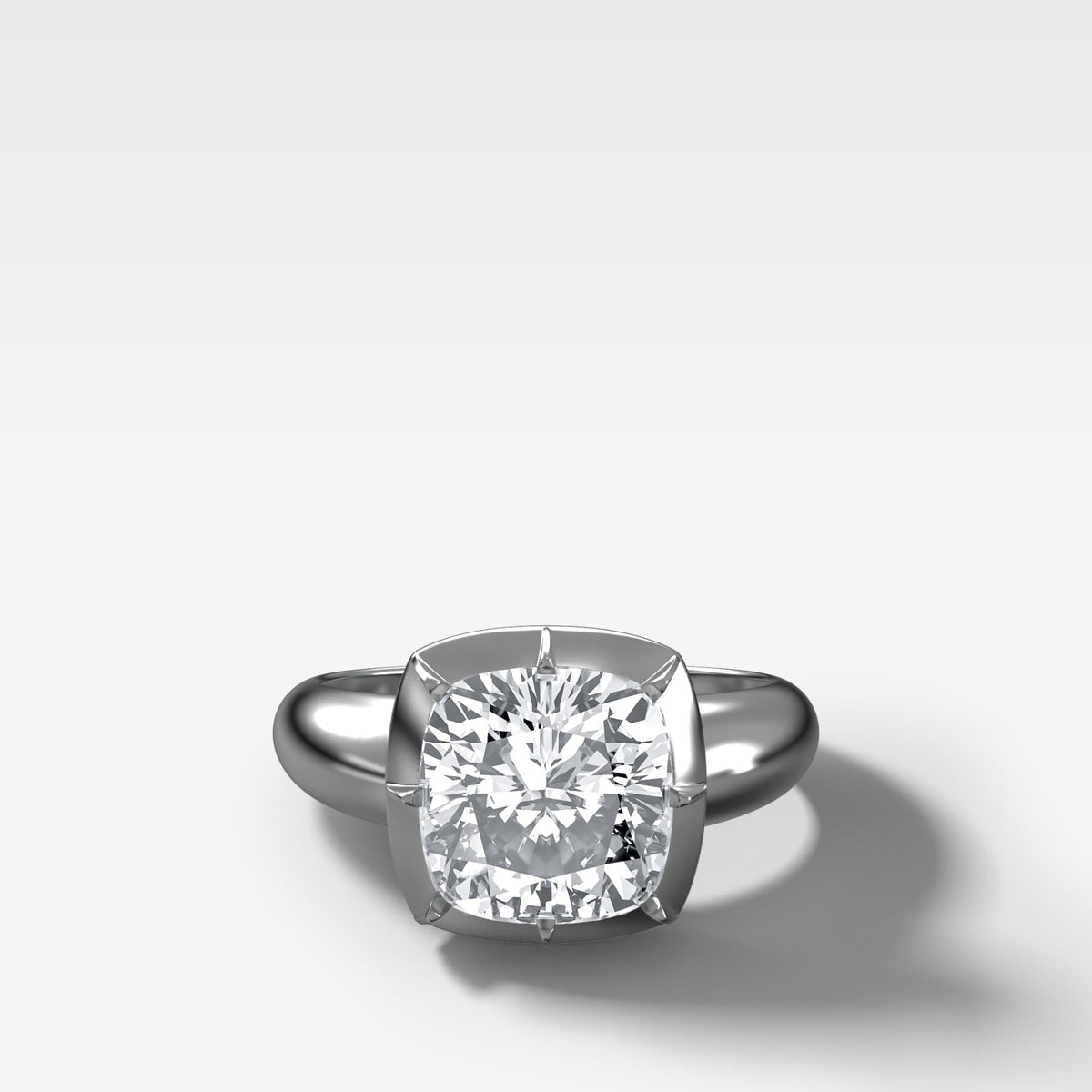 Club Button Back Solitaire with a Cushion Cut Diamond - GOODSTONE