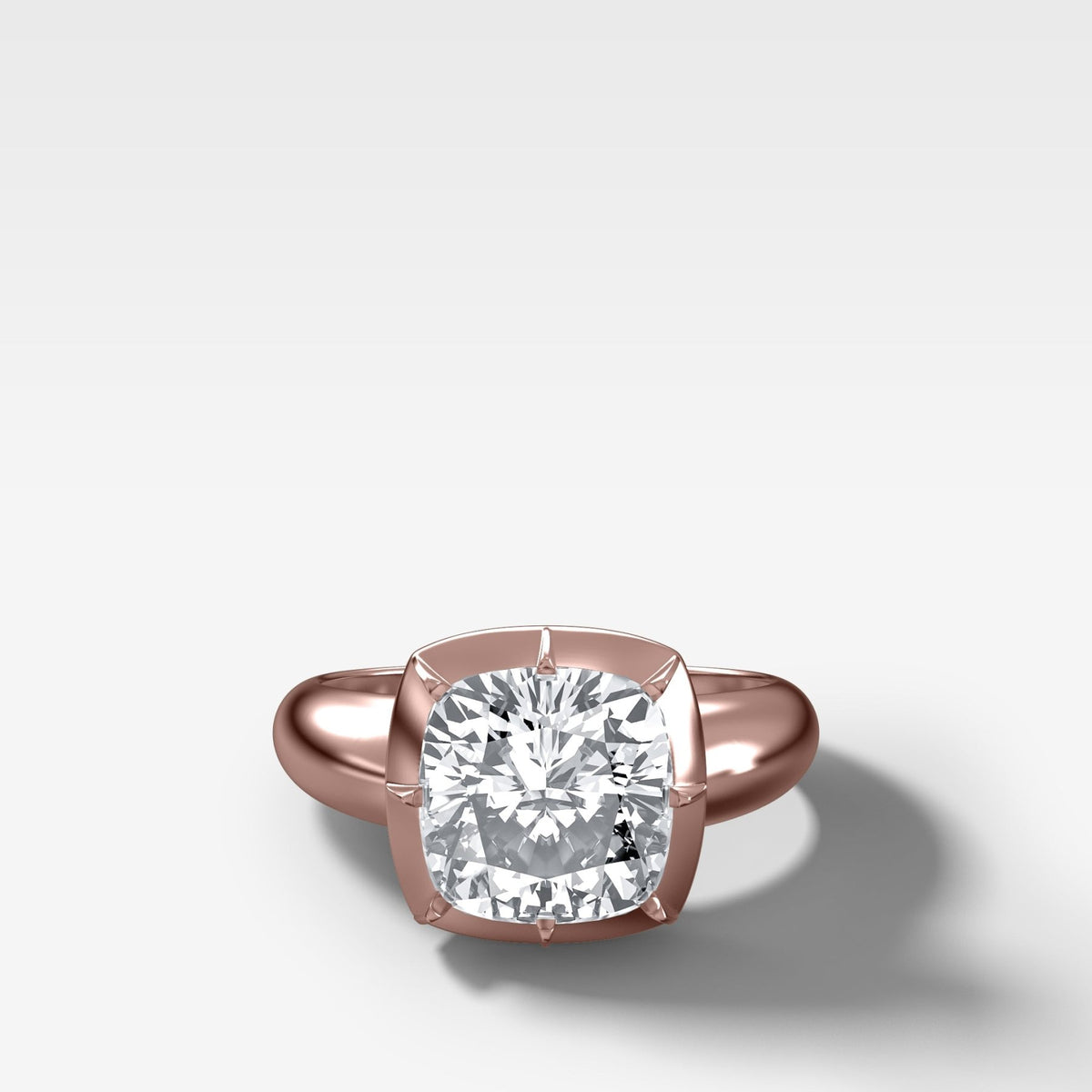 Club Button Back Solitaire with a Cushion Cut Diamond - GOODSTONE