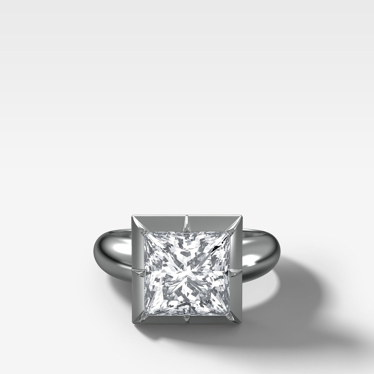 Club Button Back Solitaire with a Princess Cut Diamond - GOODSTONE