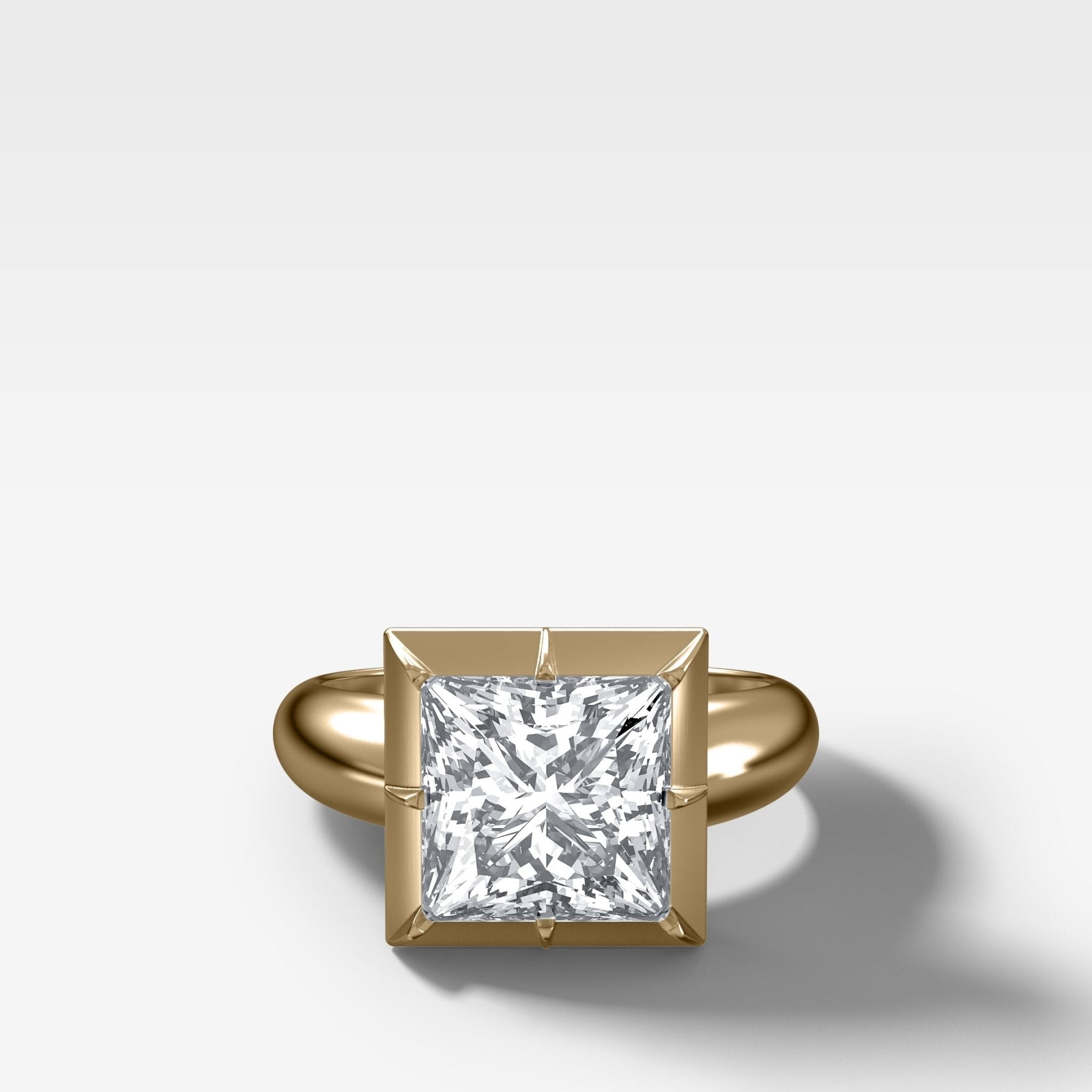 Club Button Back Solitaire with a Princess Cut Diamond - GOODSTONE
