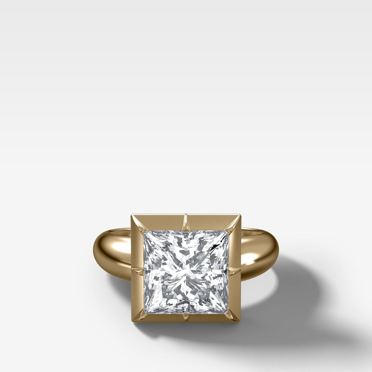Club Button Back Solitaire with a Princess Cut Diamond - GOODSTONE