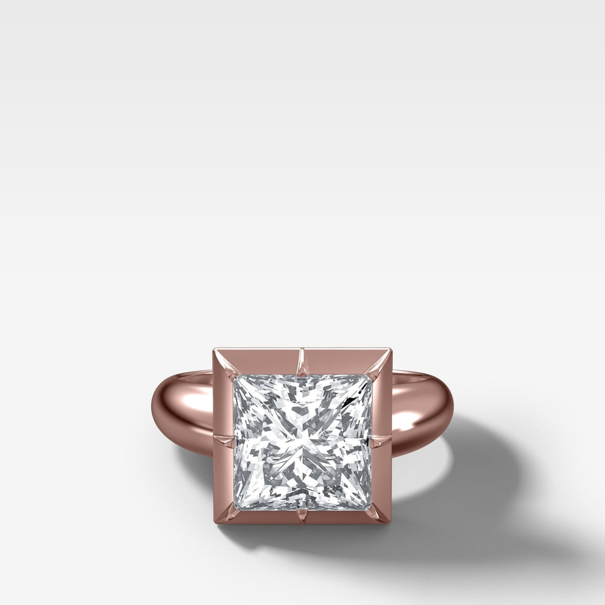 Club Button Back Solitaire with a Princess Cut Diamond - GOODSTONE
