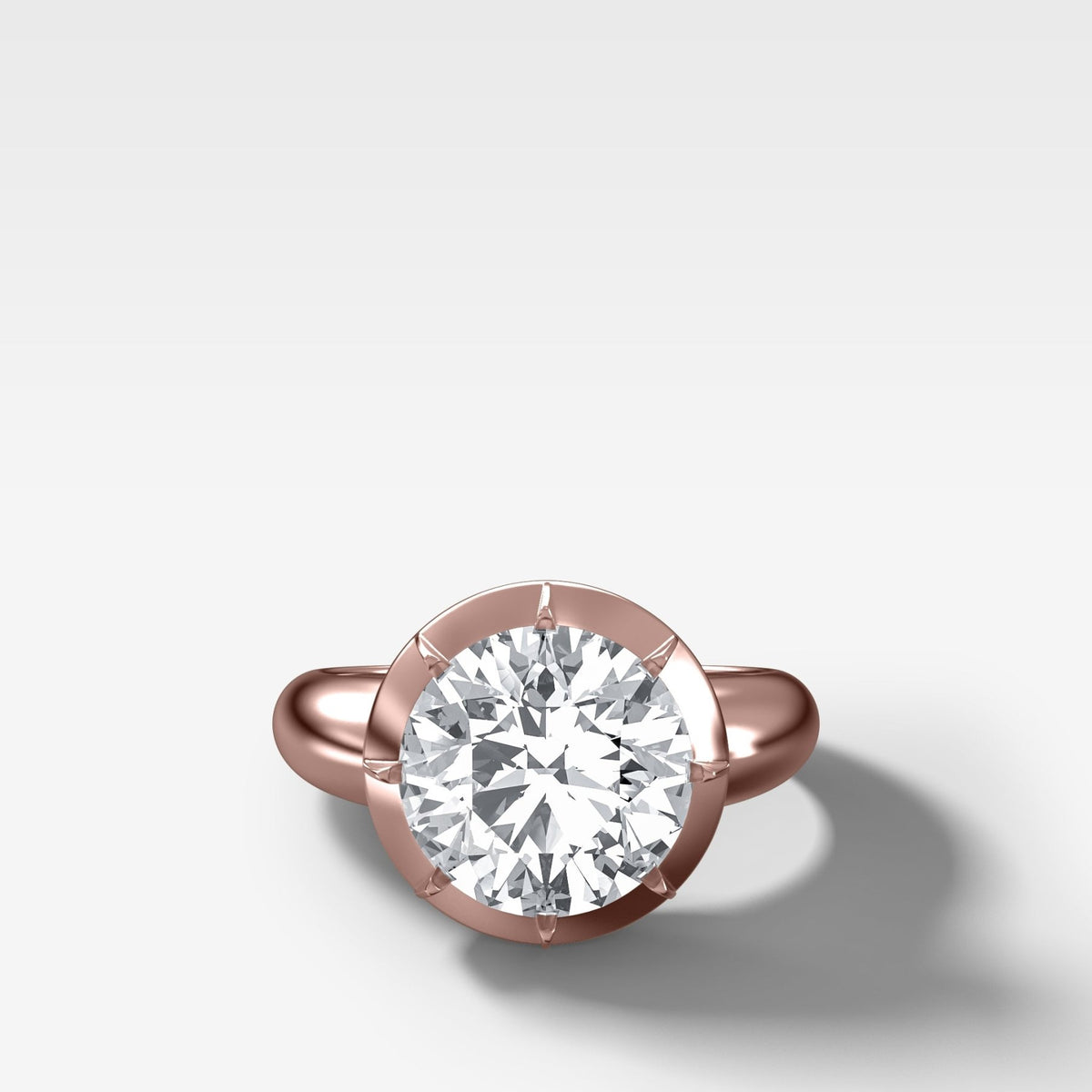 Club Button Back Solitaire with a Round Cut Diamond - GOODSTONE