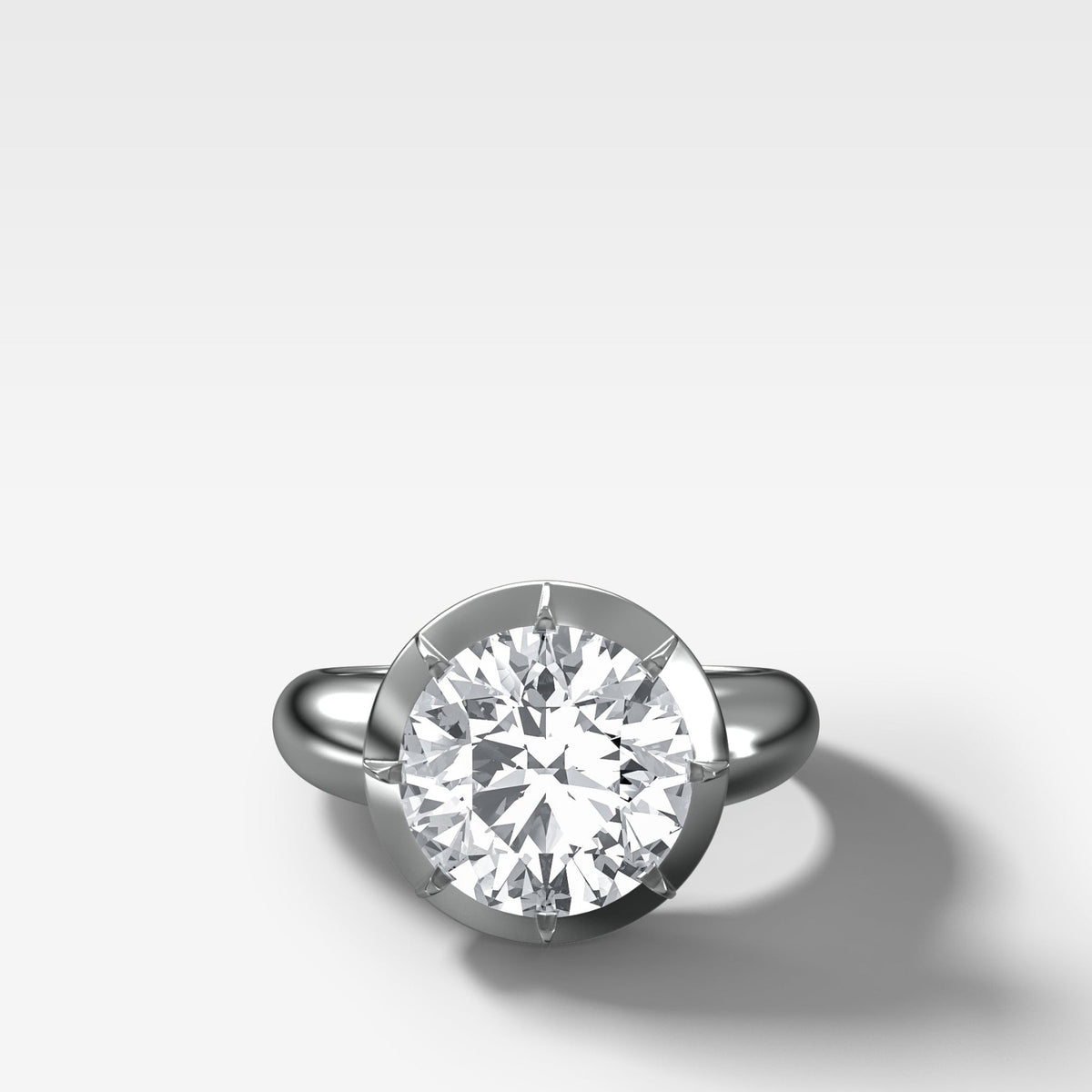 Club Button Back Solitaire with a Round Cut Diamond - GOODSTONE