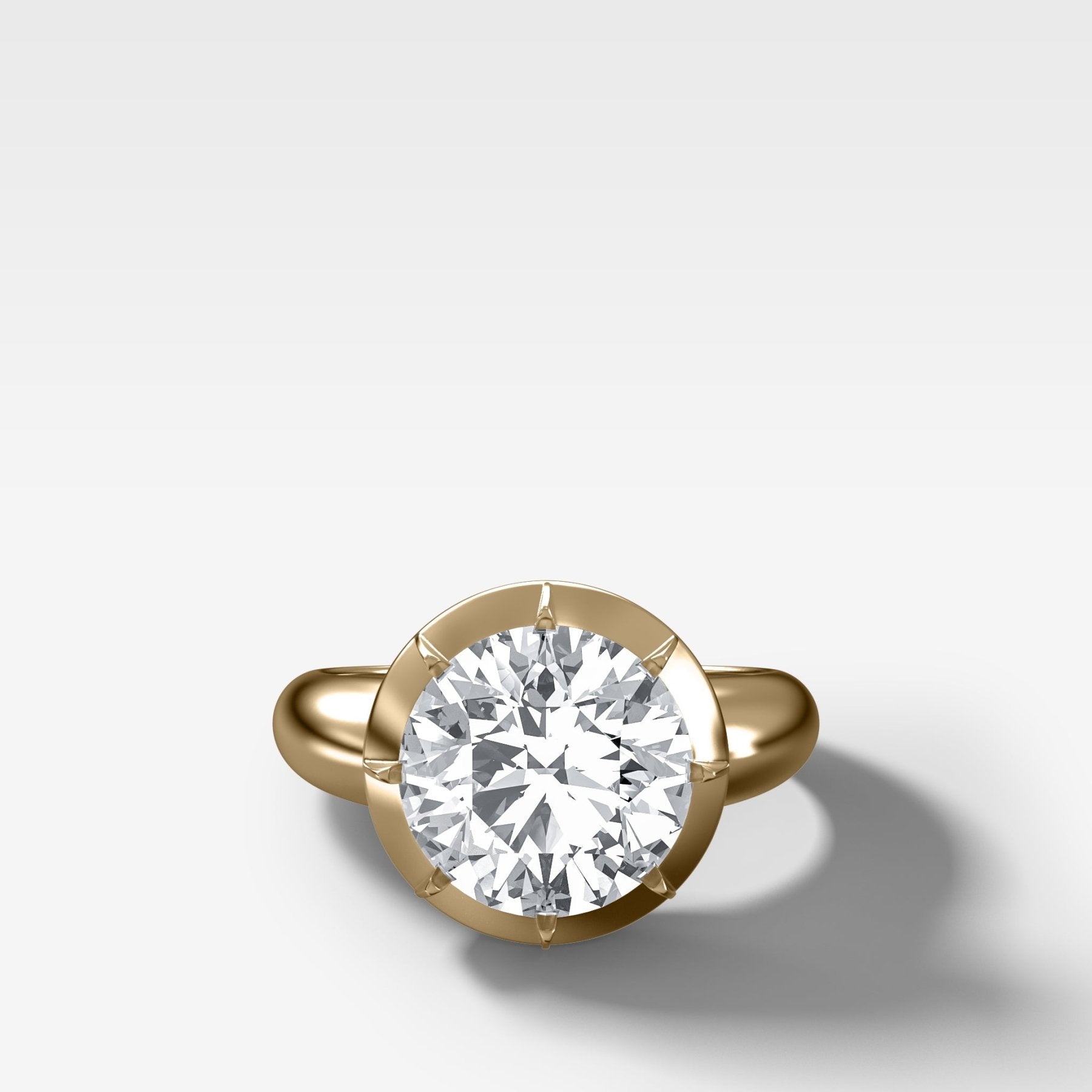 Club Button Back Solitaire with a Round Cut Diamond - GOODSTONE