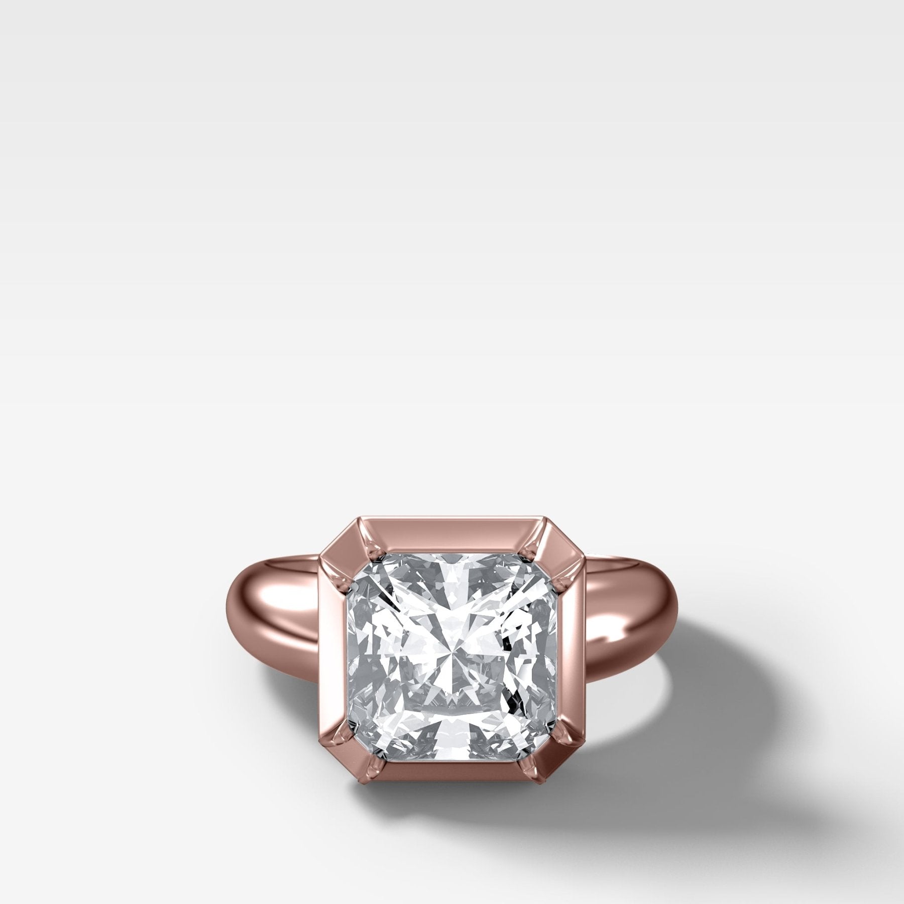 Club Button Back Solitaire with a Square Radiant Cut Diamond - GOODSTONE