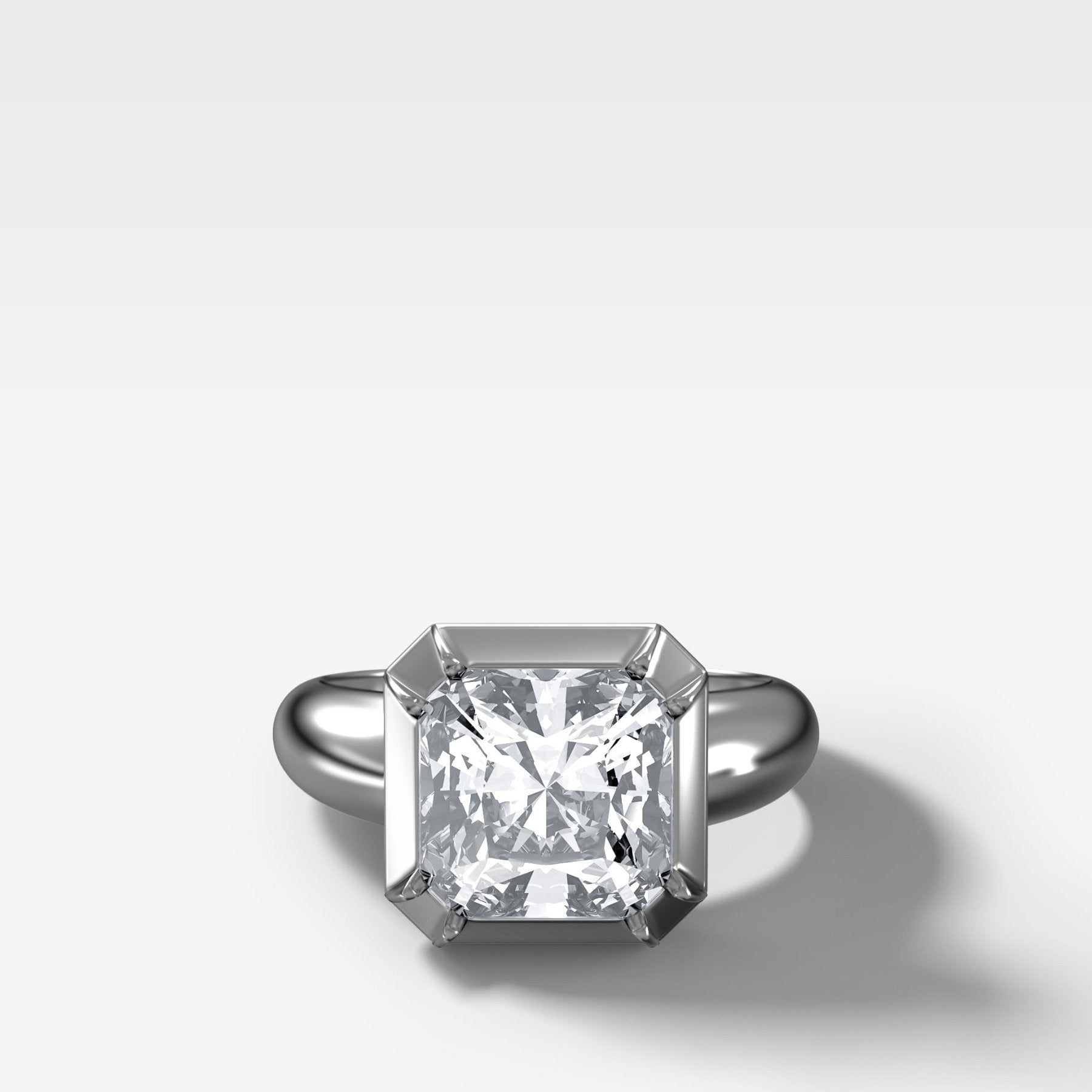 Club Button Back Solitaire with a Square Radiant Cut Diamond - GOODSTONE