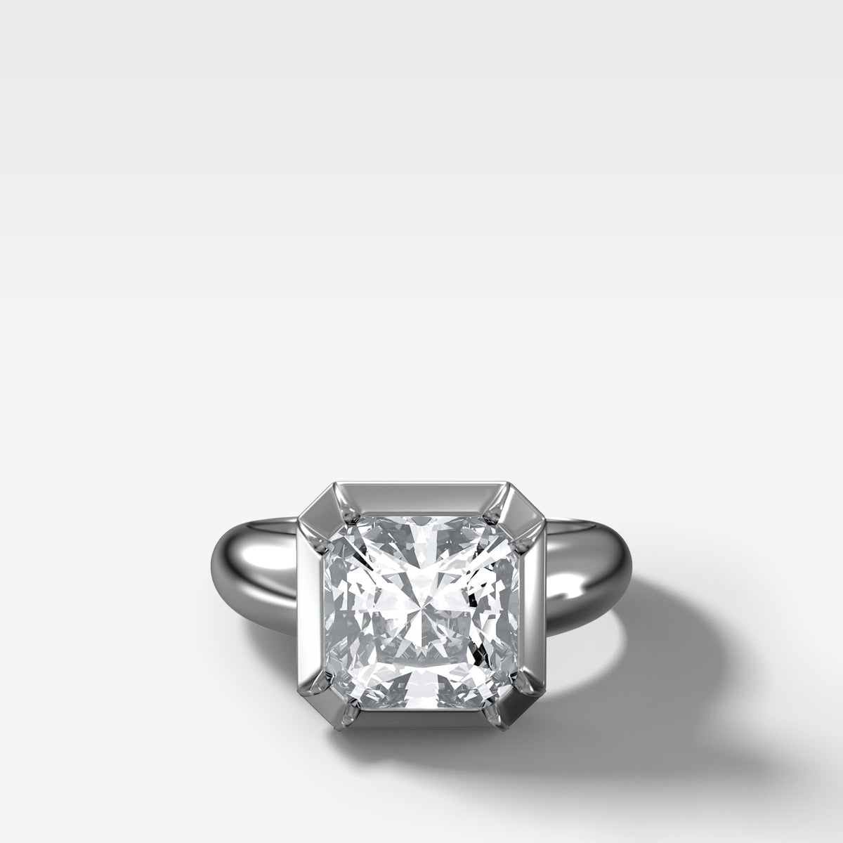 Club Button Back Solitaire with a Square Radiant Cut Diamond - GOODSTONE