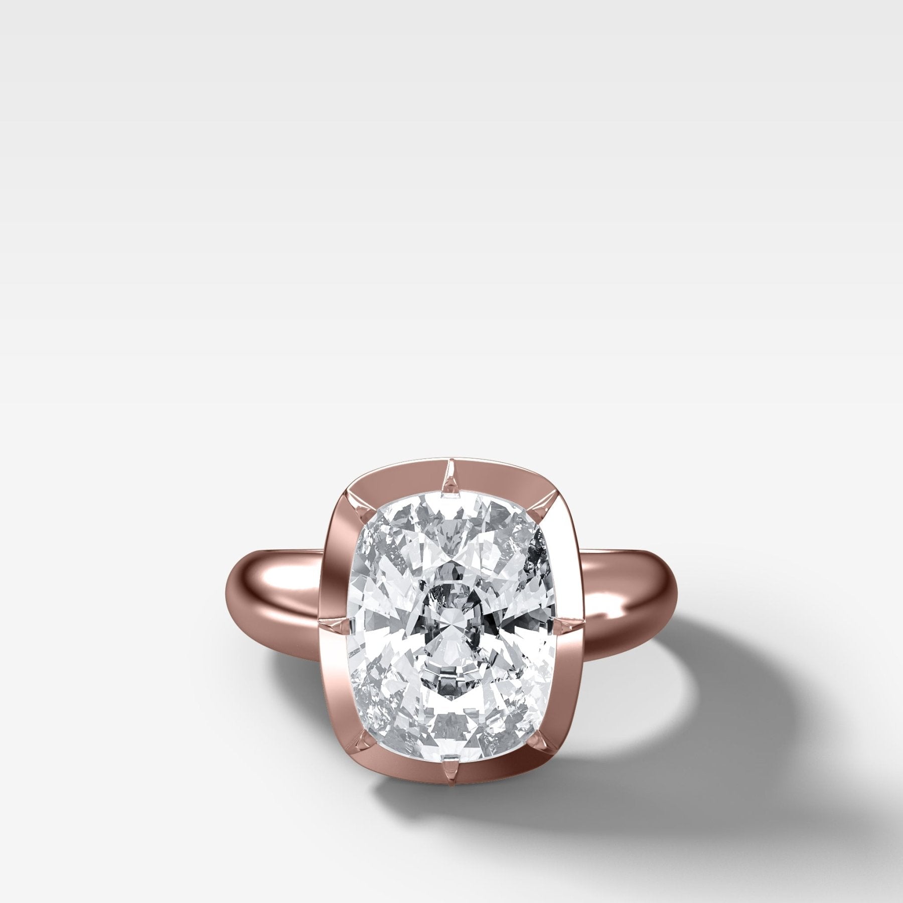 Club Button Back Solitaire with an Elongated Cushion Cut Diamond - GOODSTONE